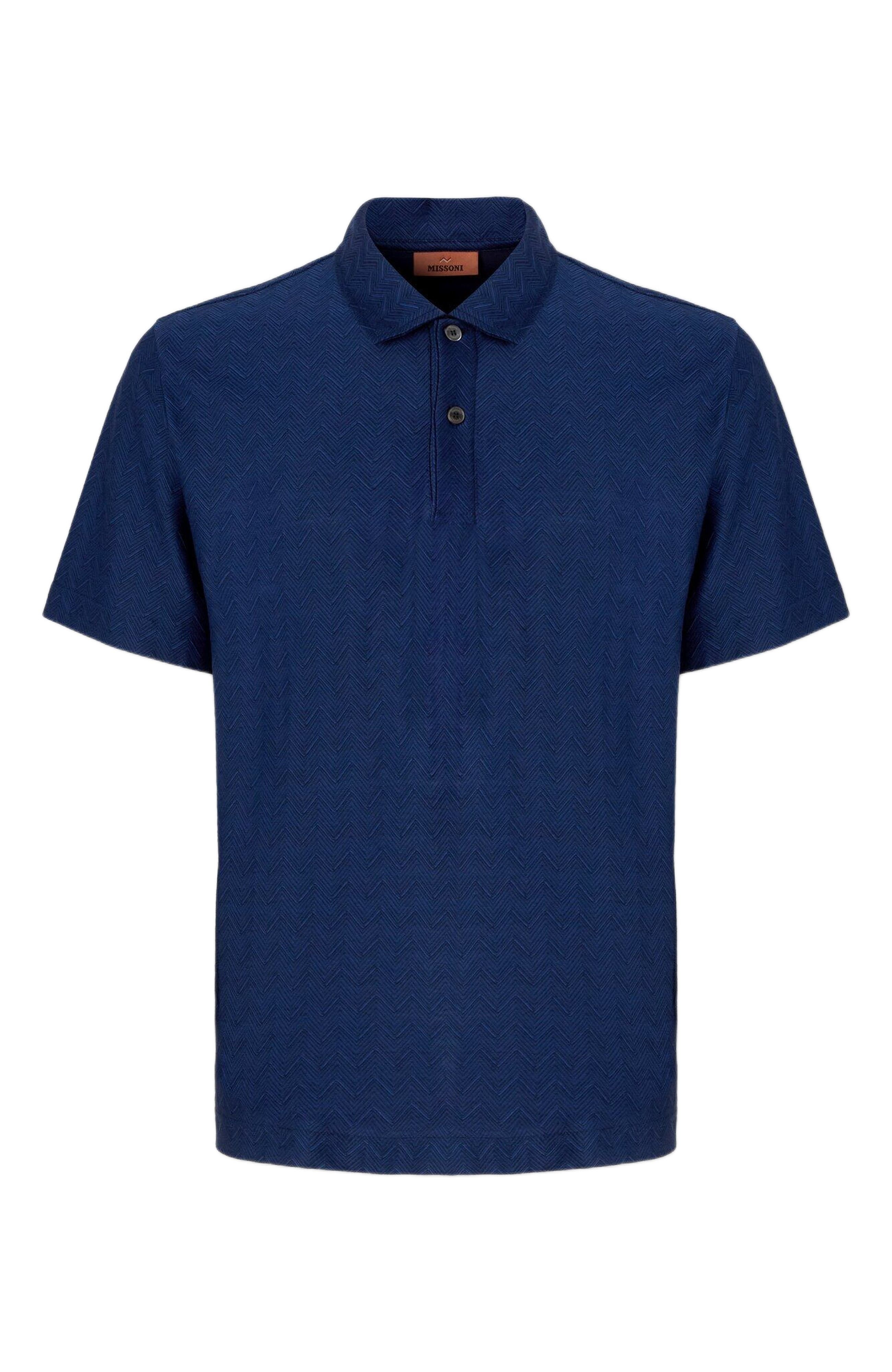 Missoni Tonal Zigzag Cotton Jersey Polo Shirt in Blue at Nordstrom - 2