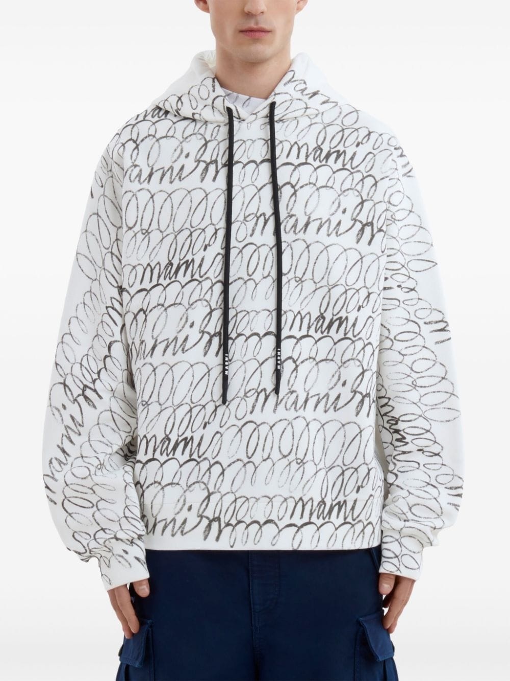 logo-print cotton hoodie - 3