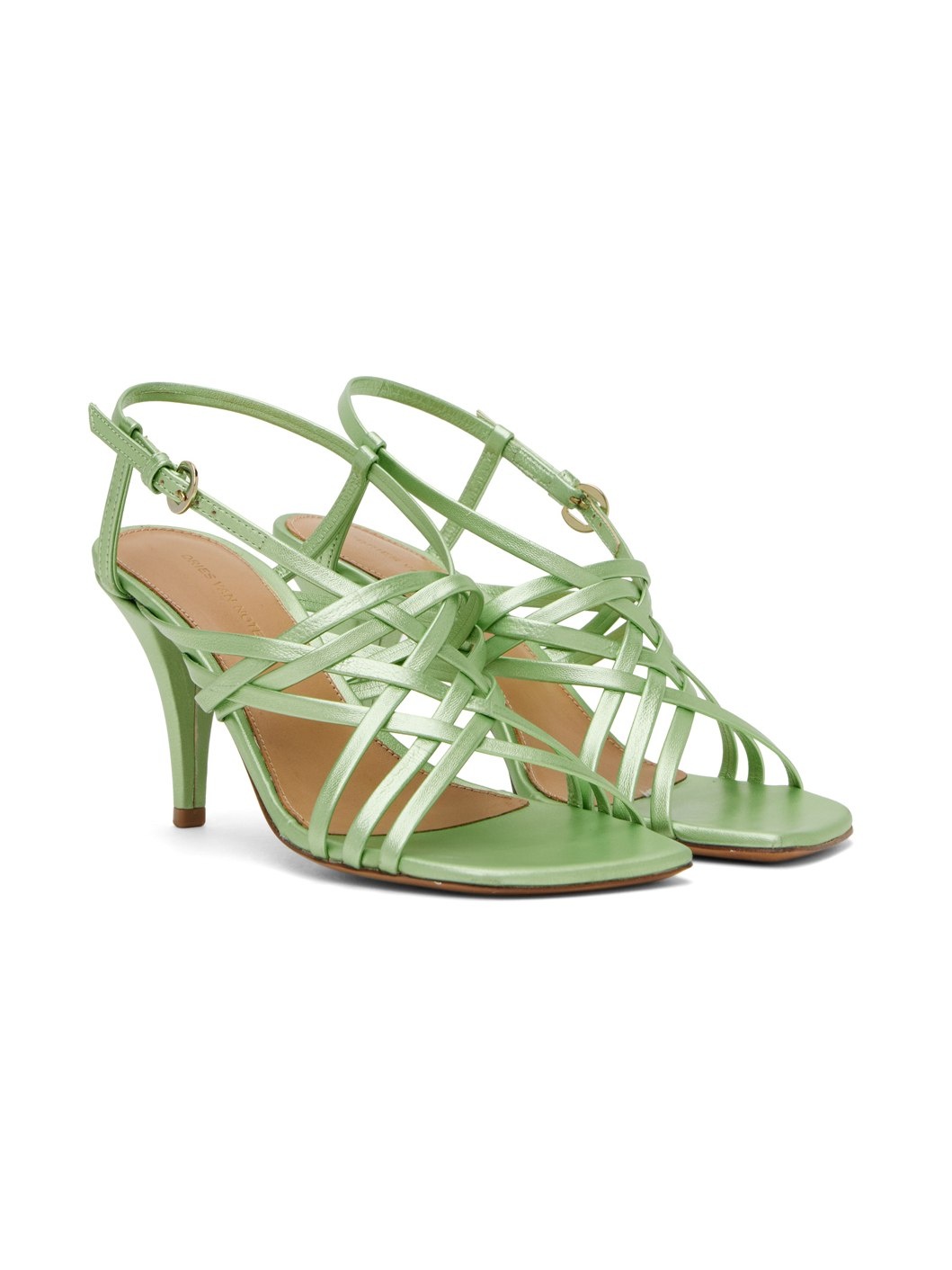 Green Leather Heeled Sandals - 4