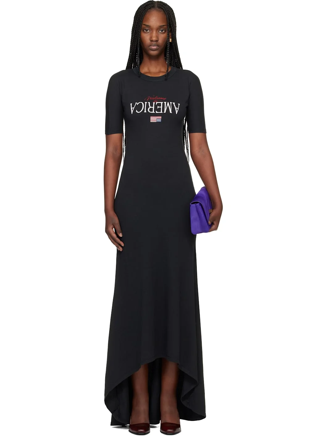 Black 'Welcome To America' Maxi Dress - 1