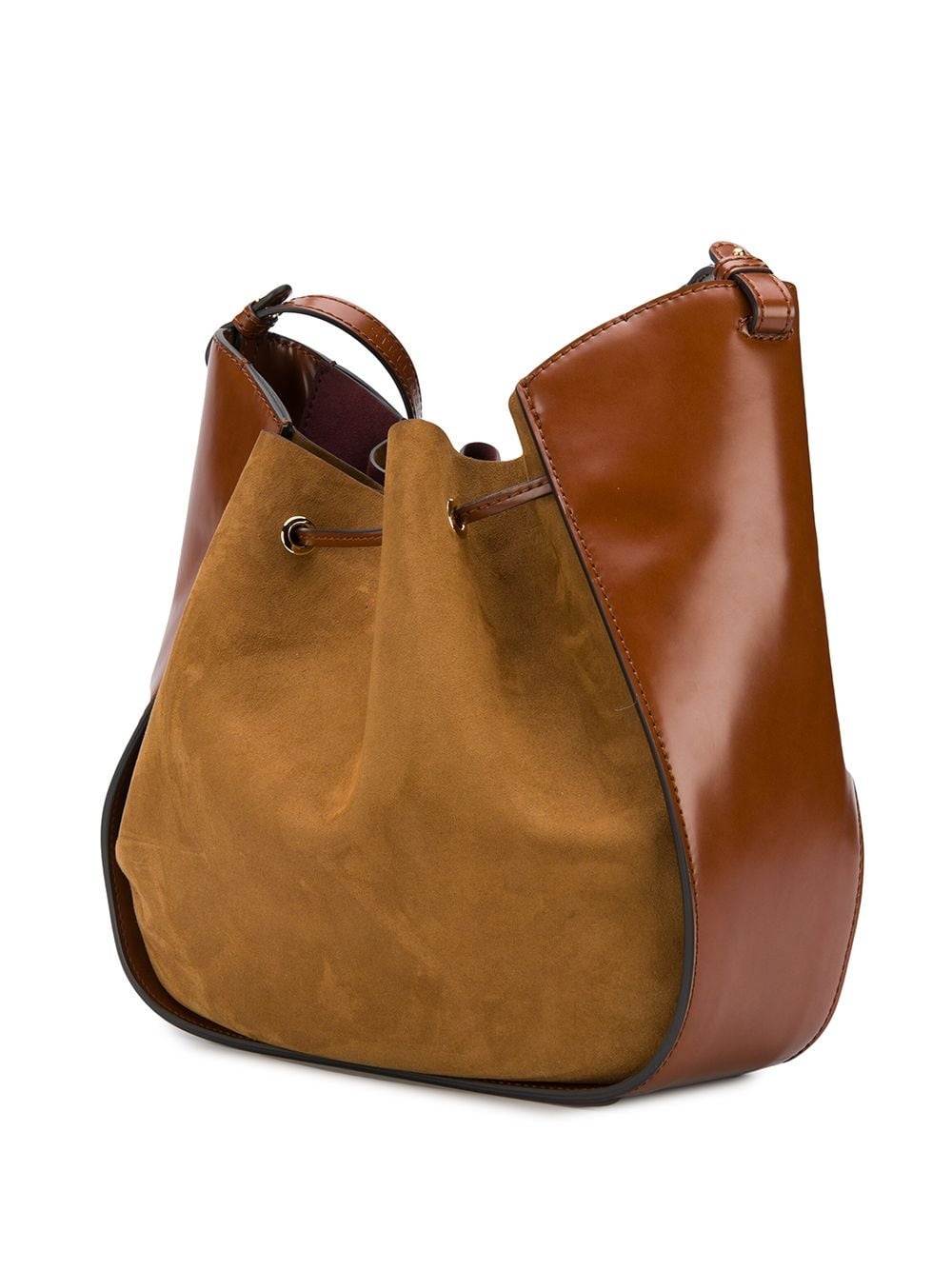 two-tone drawstring bucket bag - 3