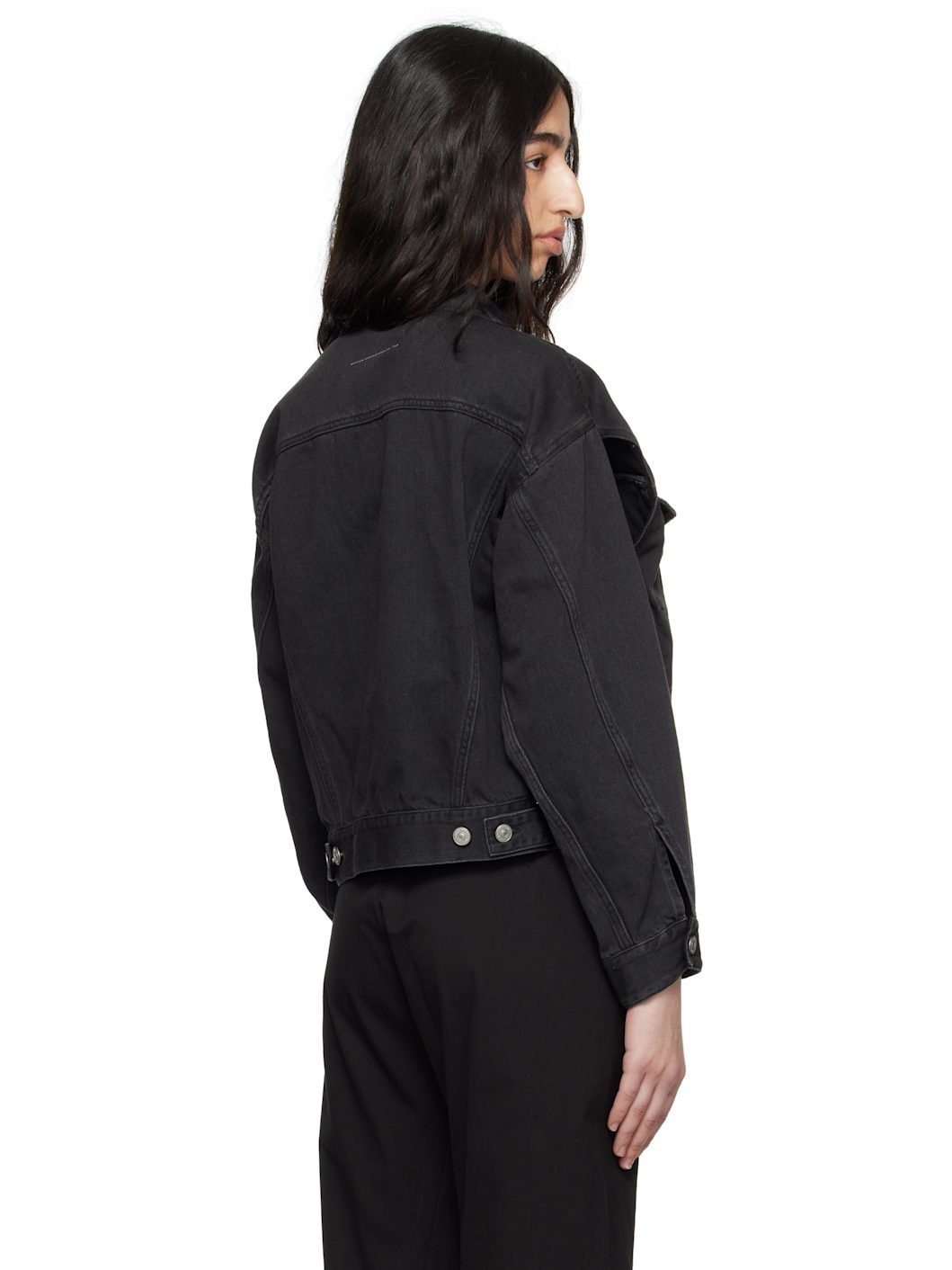 Black Splatter Effect Denim Jacket - 3