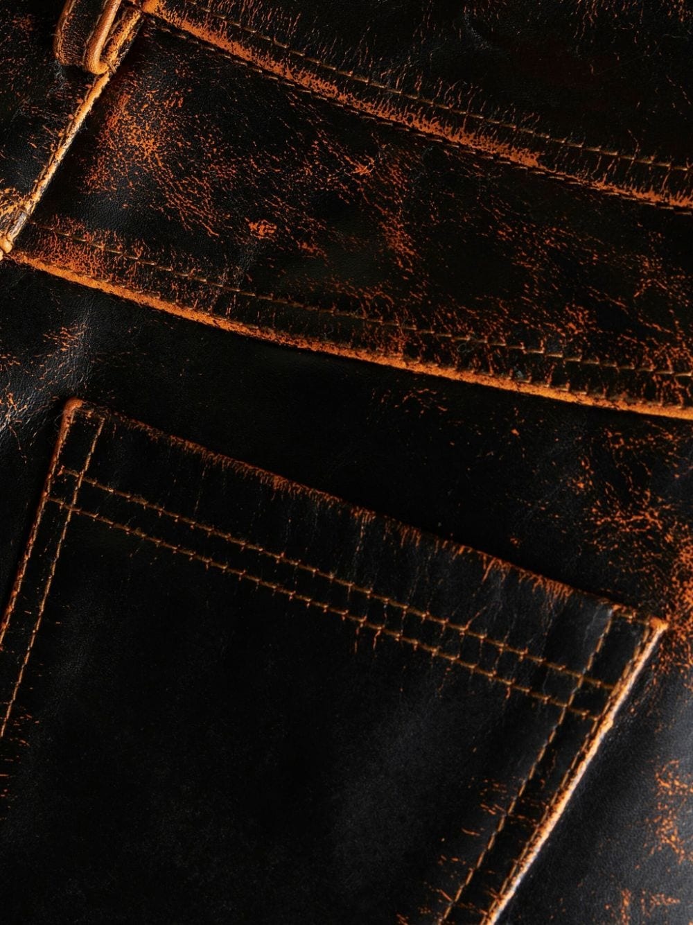 distressed-finish leather mini skirt - 6