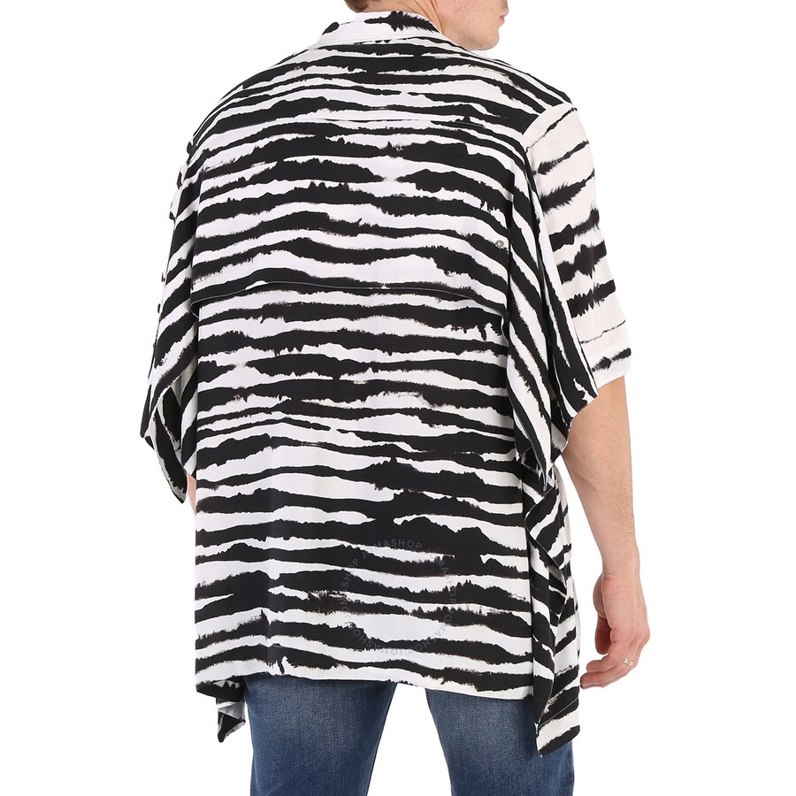 Burberry Cape Detail Short-sleeve Watercolour Print Twill Shirt - 6