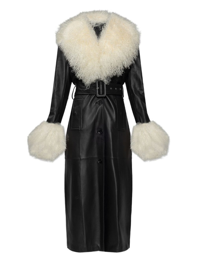 Monica fur-trim belted coat 1