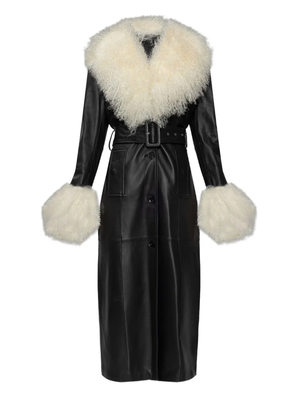 Monica fur-trim belted coat - 1
