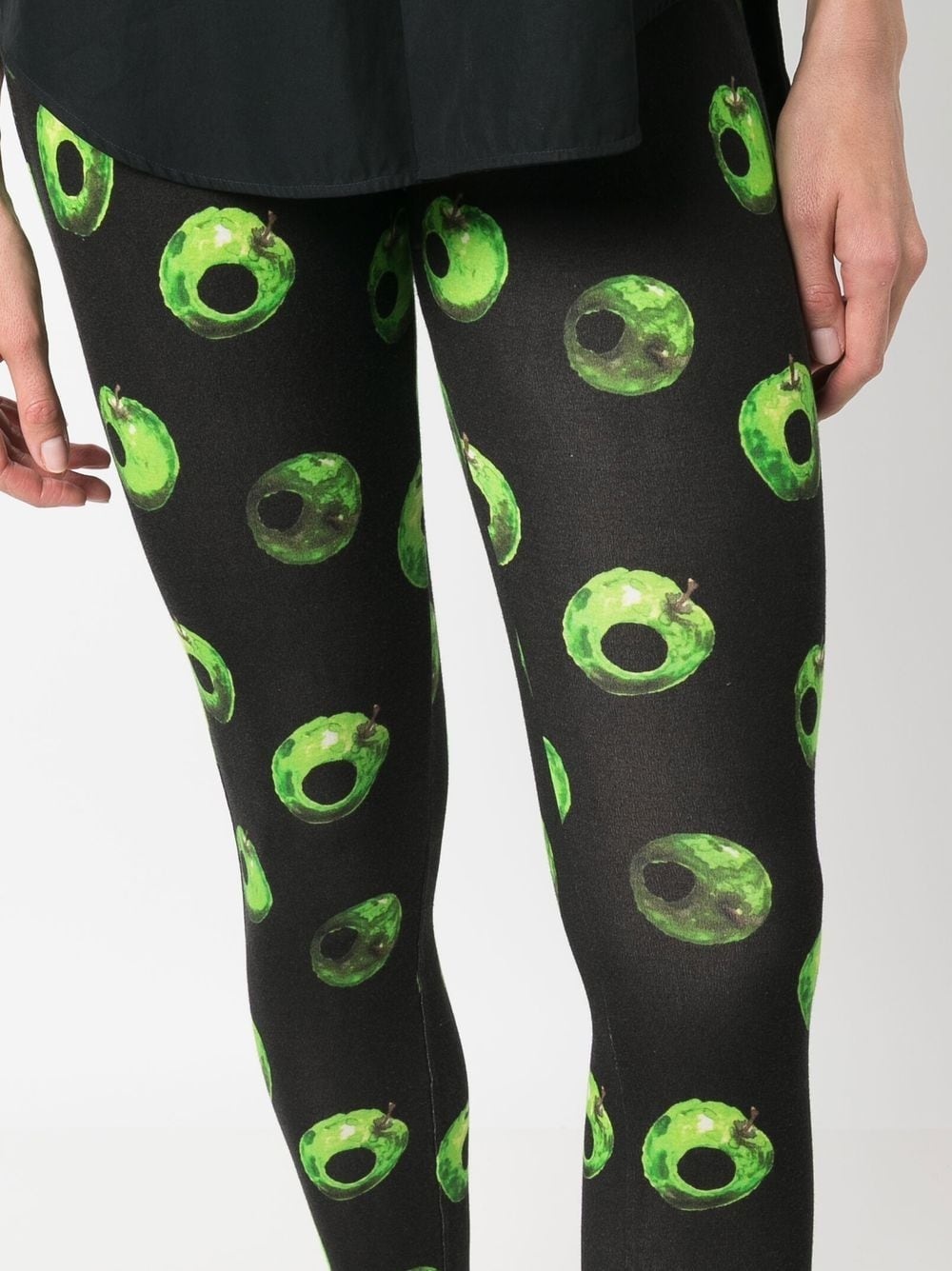 apple-print cotton leggings - 9