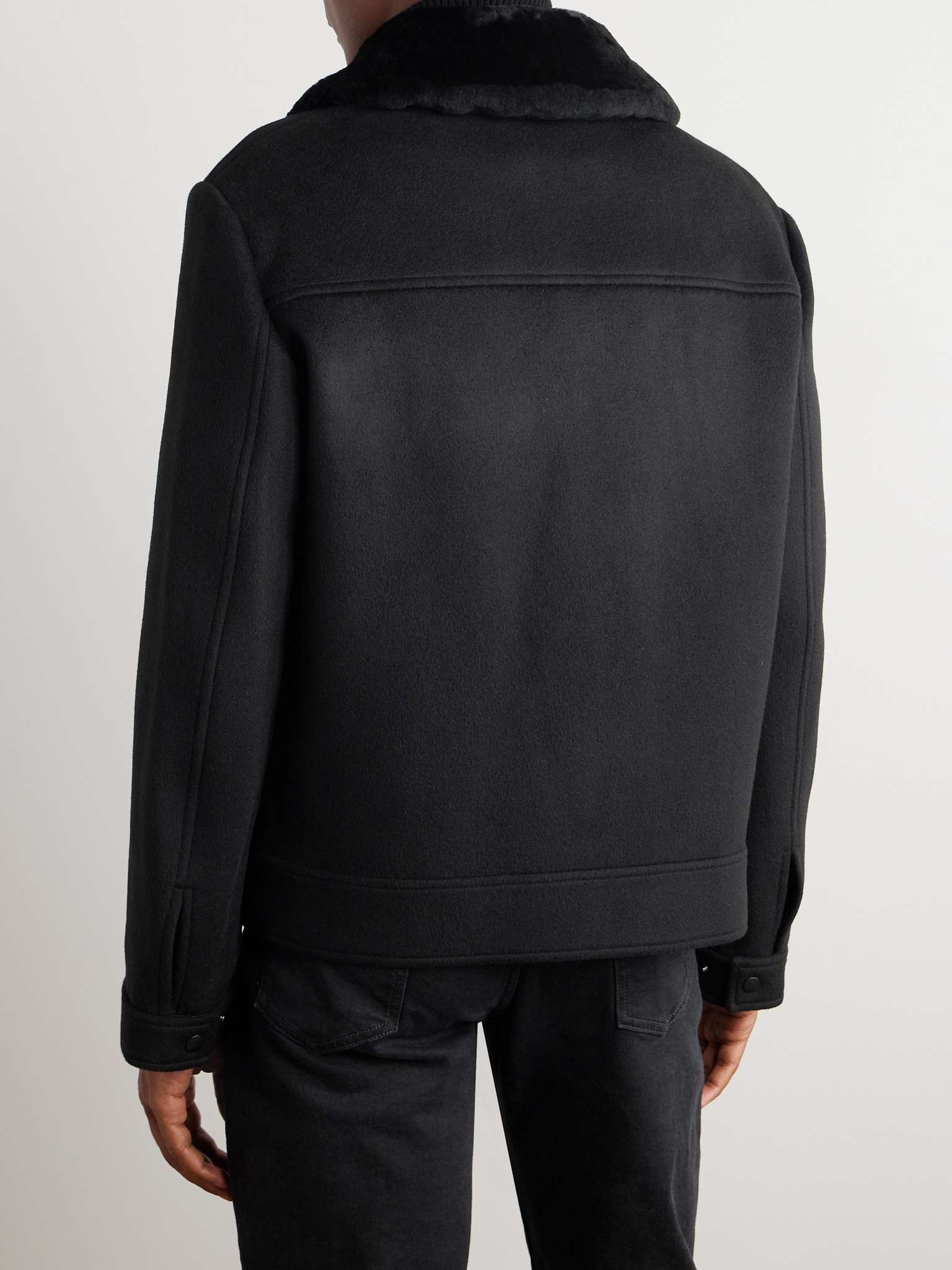Leather and Shearling-Trimmed Wool and Cashmere-Blend Jacket - 4