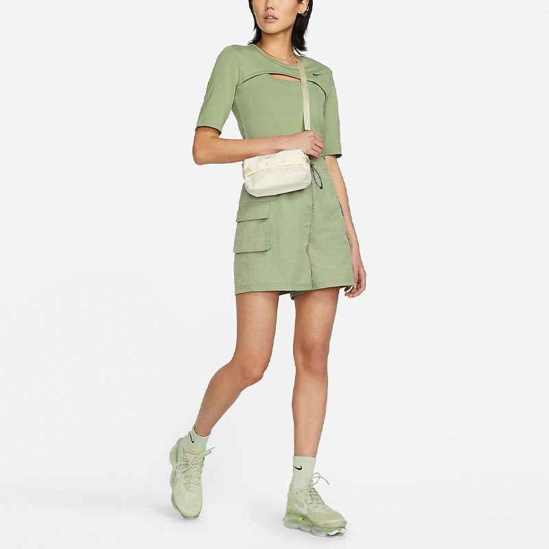 (WMNS) Nike Sportswear Essential Woven High-Rise Shorts 'Oil Green' DM6248-386 - 4