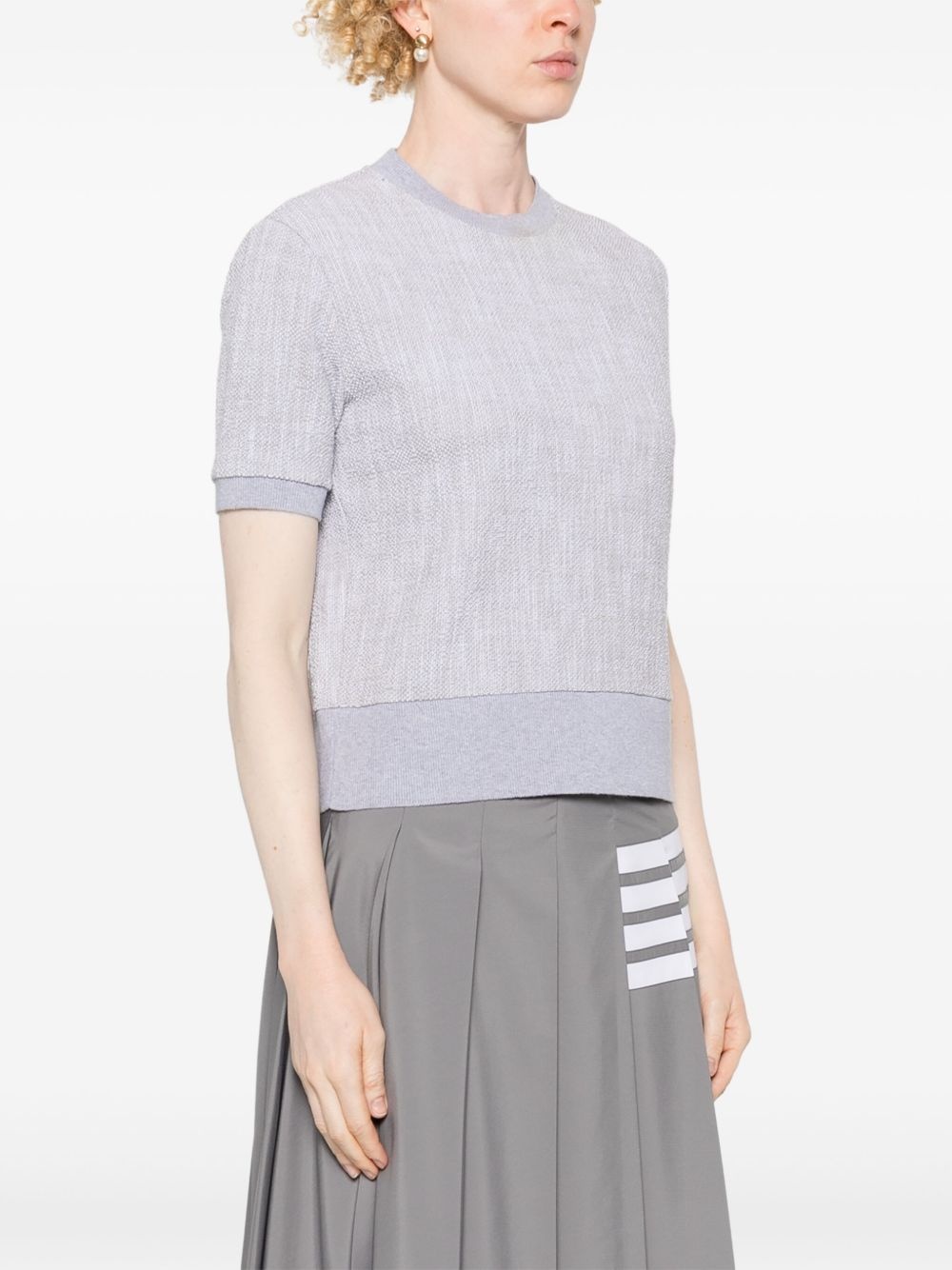 bouclé logo-patch T-shirt - 3
