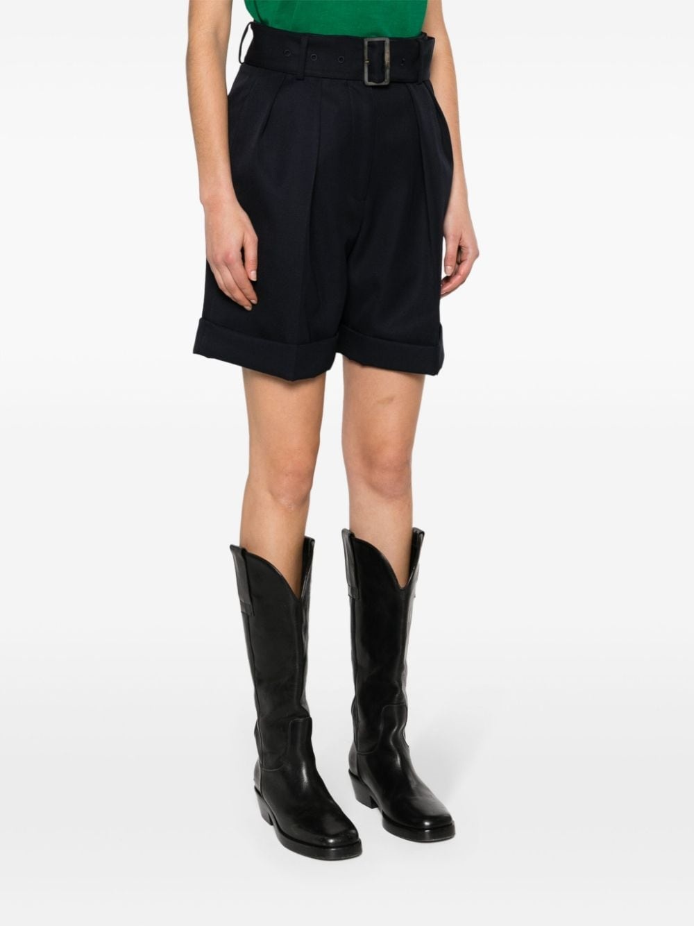 belted virgin wool-blend shorts - 3