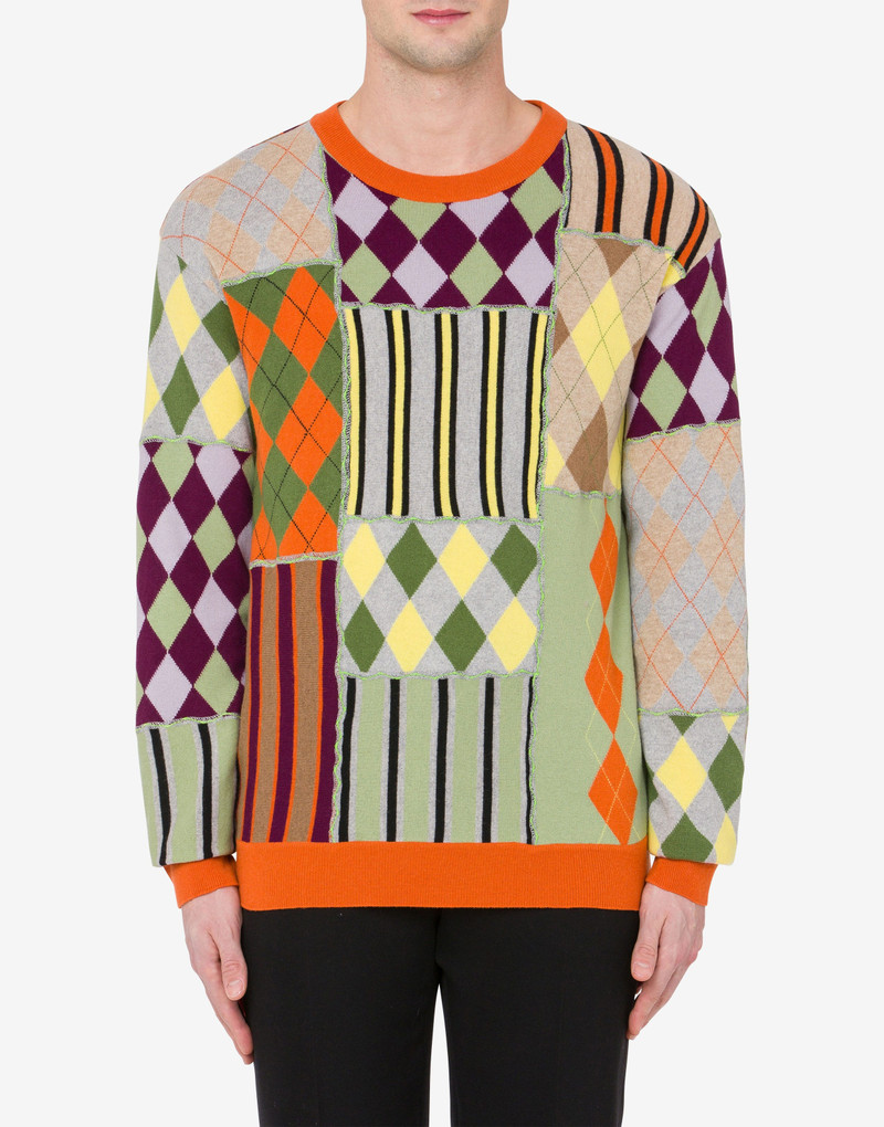 Moschino PATCHWORK LAMBSWOOL JUMPER outlook