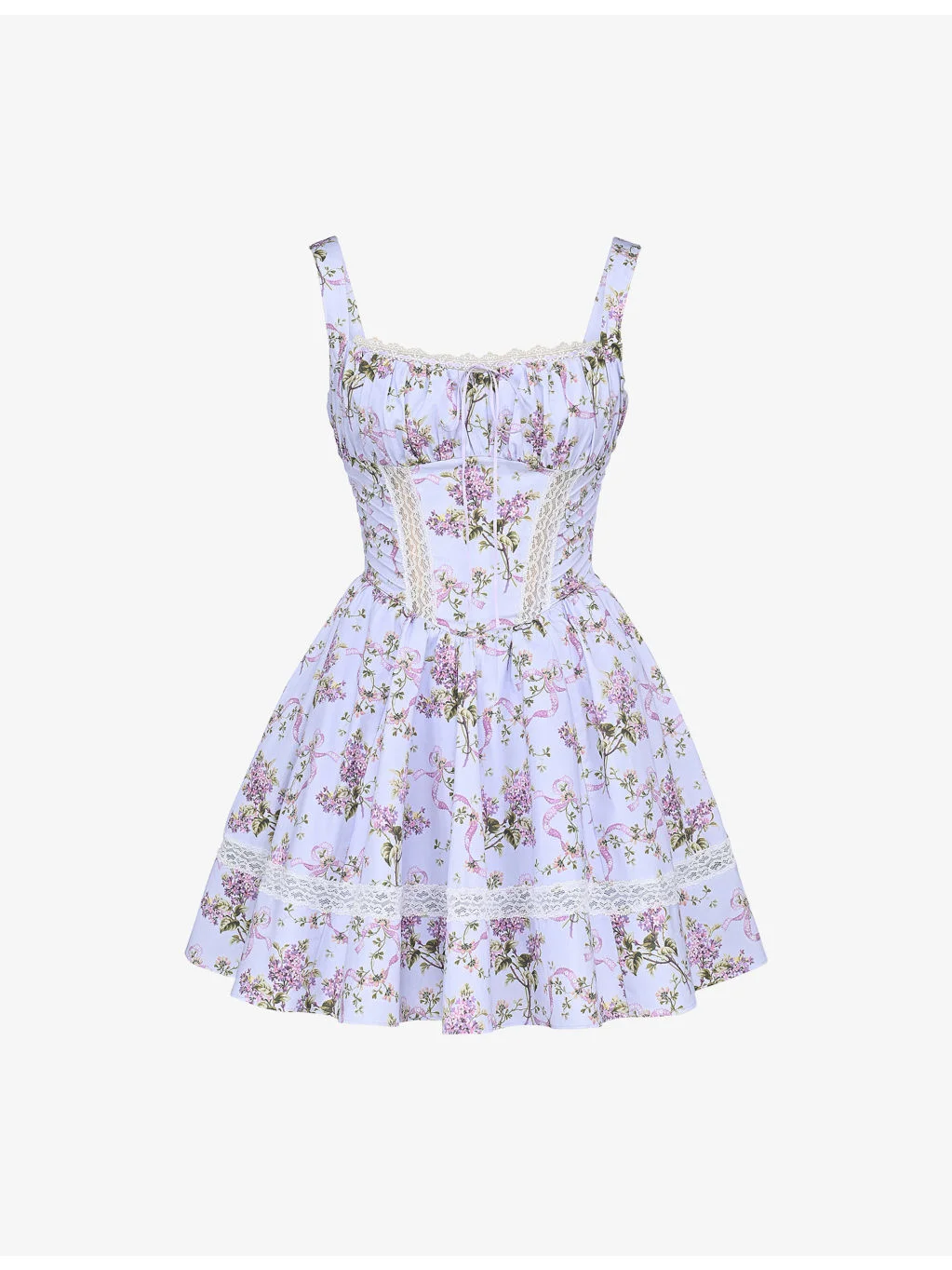 Kimmie Ribbon-Print Cotton Mini Dress - 1