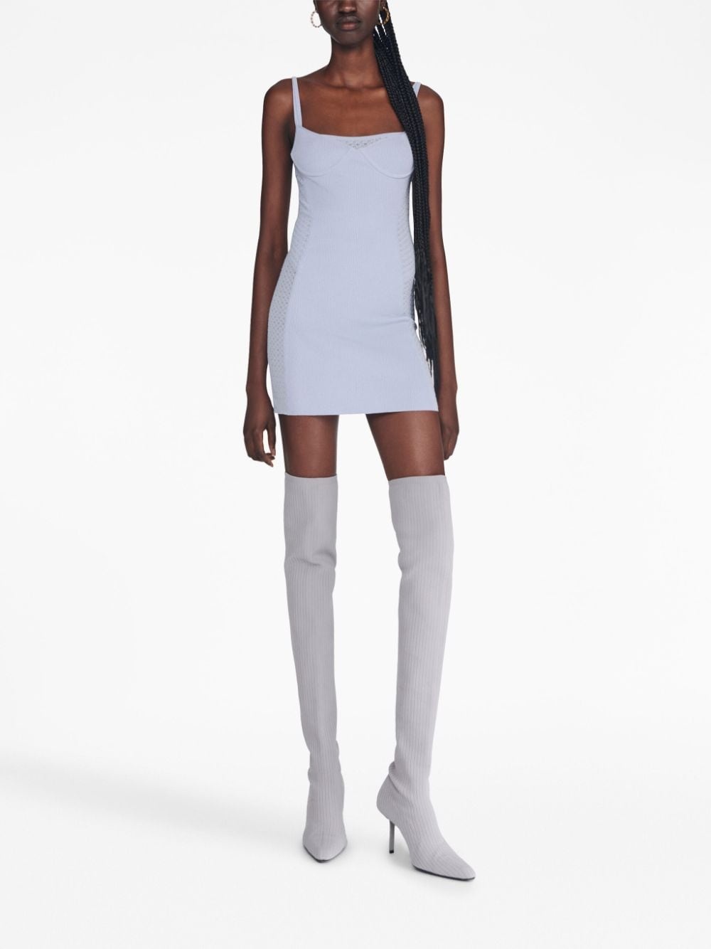 Serpent lace-panel ribbed-knit minidress - 2