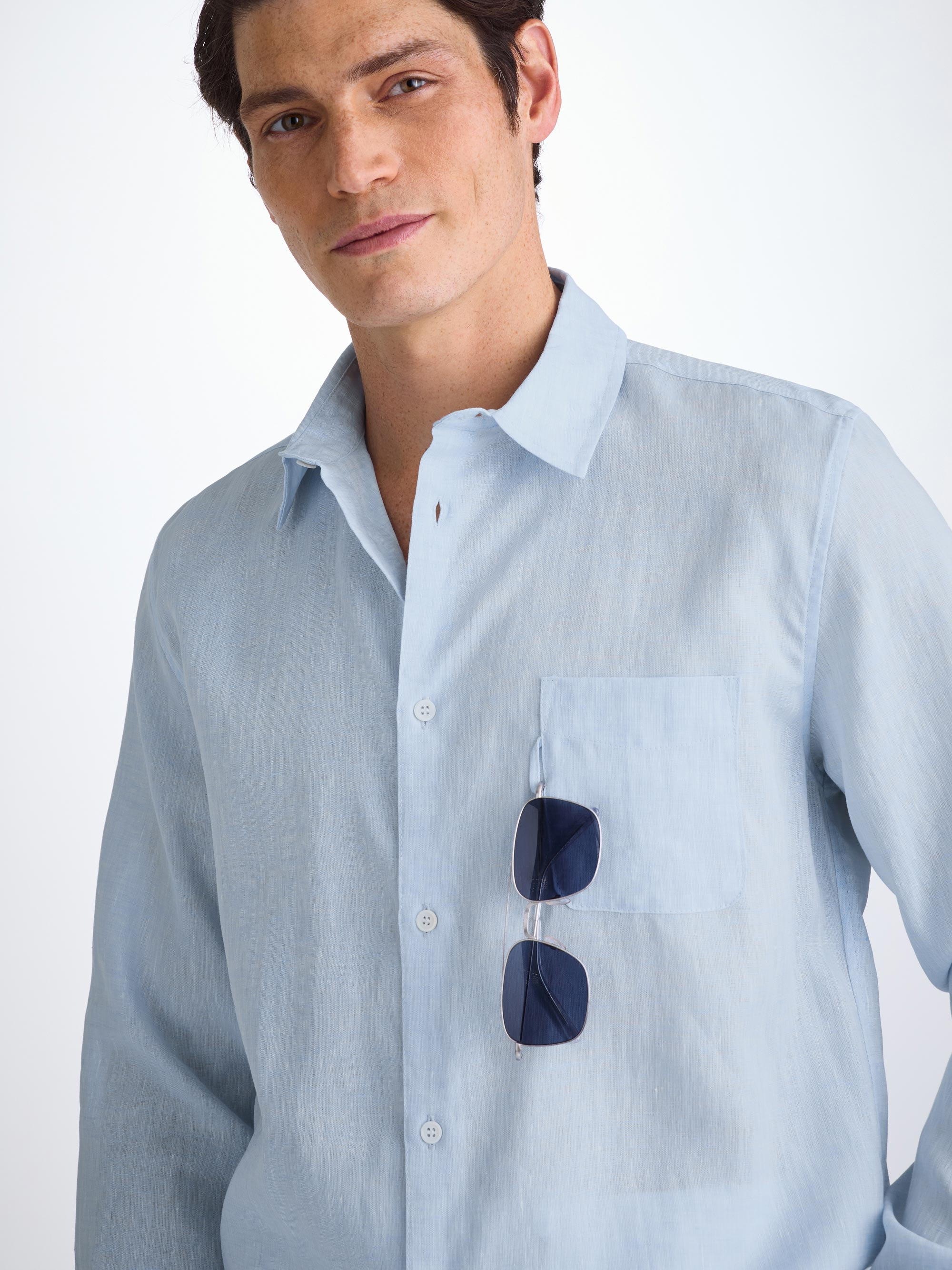Men's Shirt Monaco Linen Sky Blue - 6