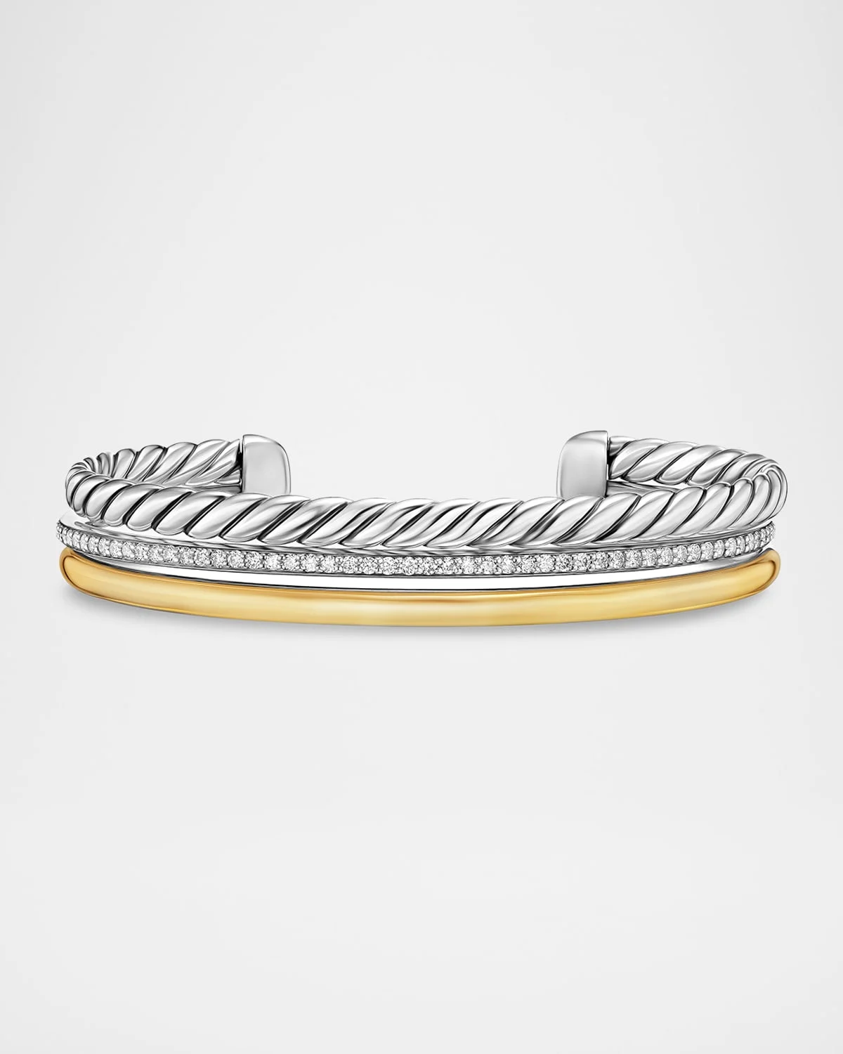 DY Mercer 3 Row Bracelet with Diamonds in Silver and 18K Gold, 10mm - 1