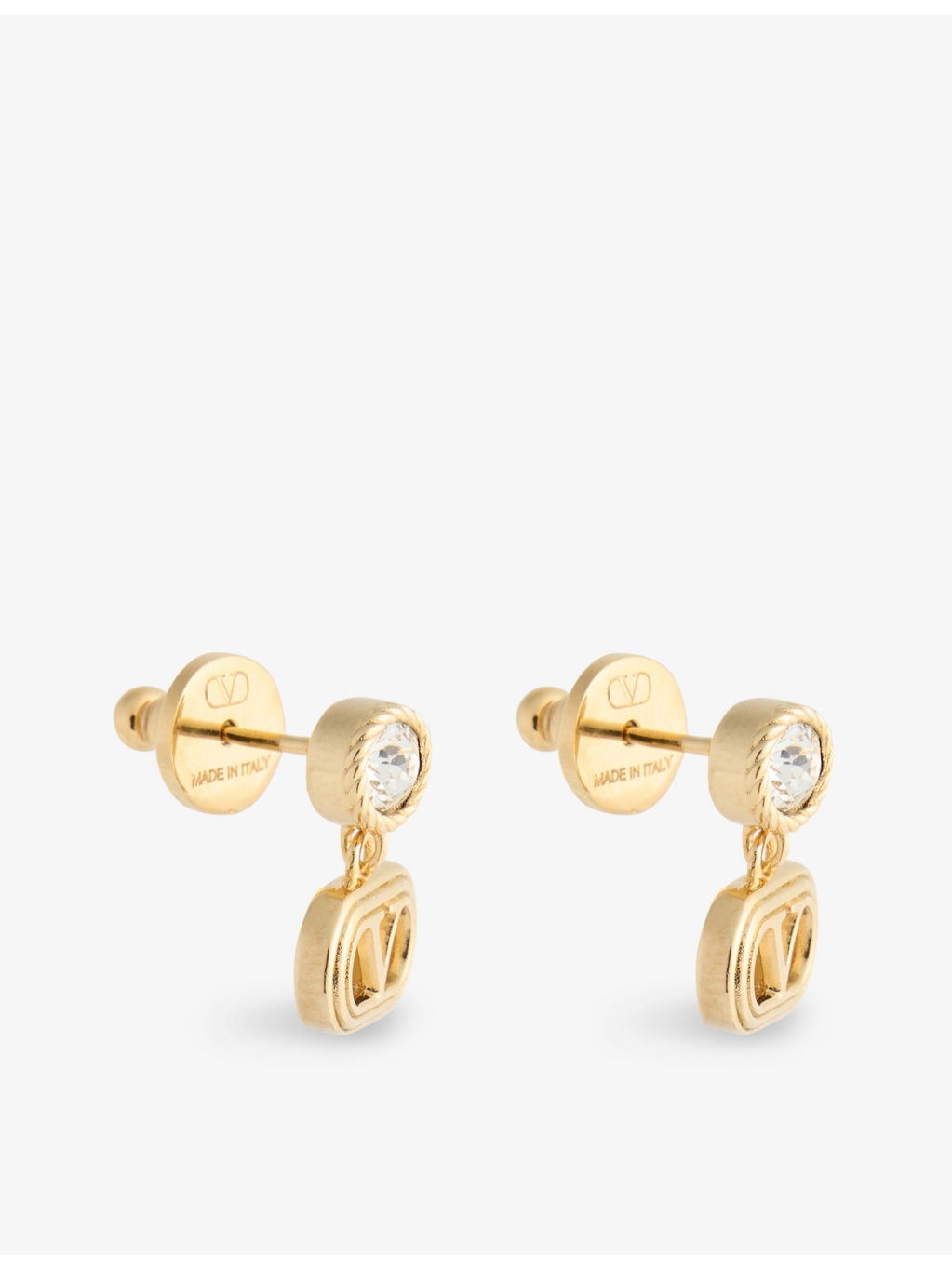 Ovalette Gold-Plated Brass and Crystal Earrings - 3