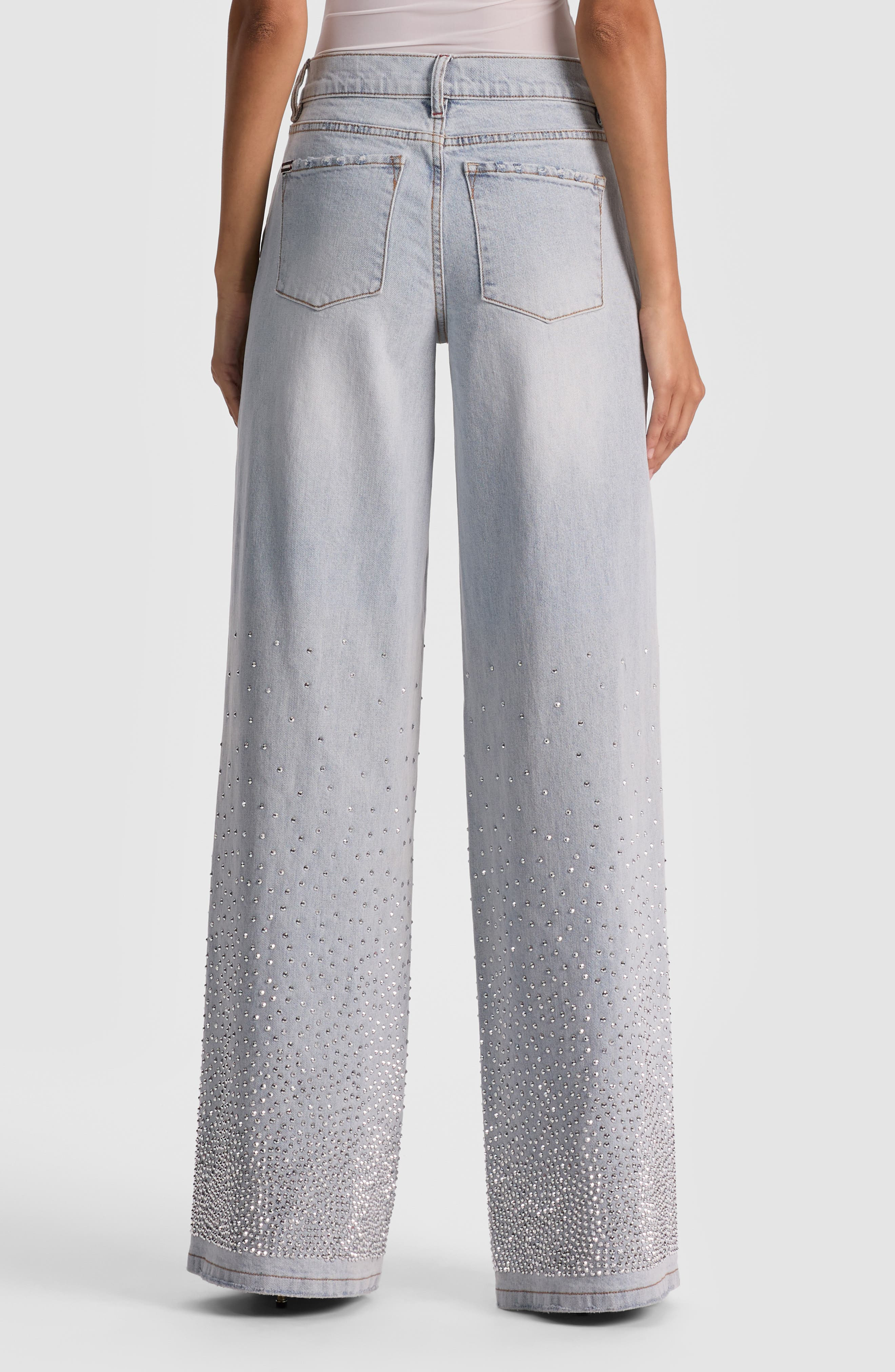 Alice + Olivia Amazing Stud Detail Baggy Wide Leg Jeans in Rockstar Blue at Nordstrom - 2