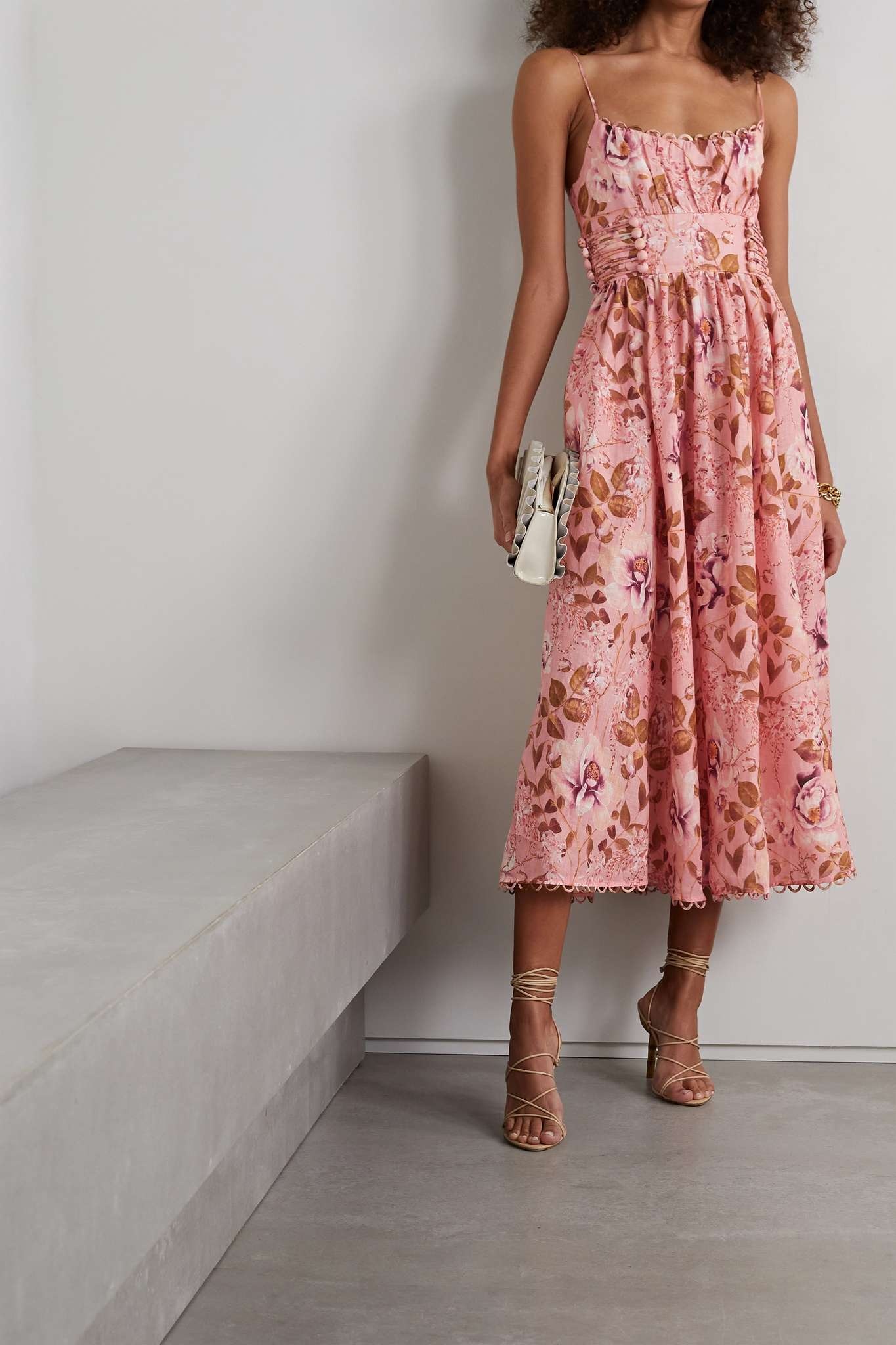 Rosa floral-print linen midi dress - 2