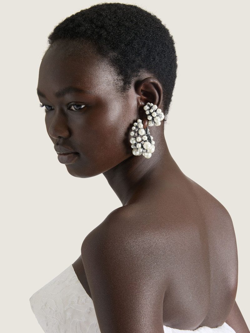 Givenchy CRYSTAL PEARL CLIP EARRINGS IN METAL, CRYSTALS AND PEARLS outlook