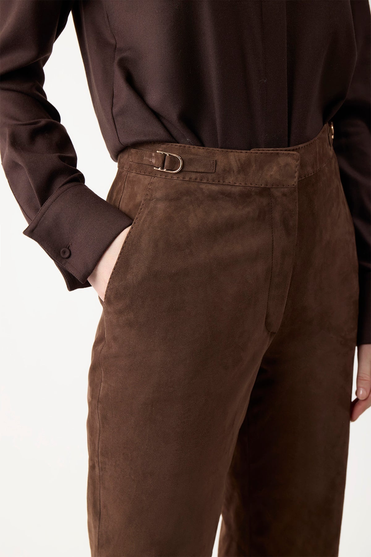 Vesta Pant in Chocolate Suede - 6