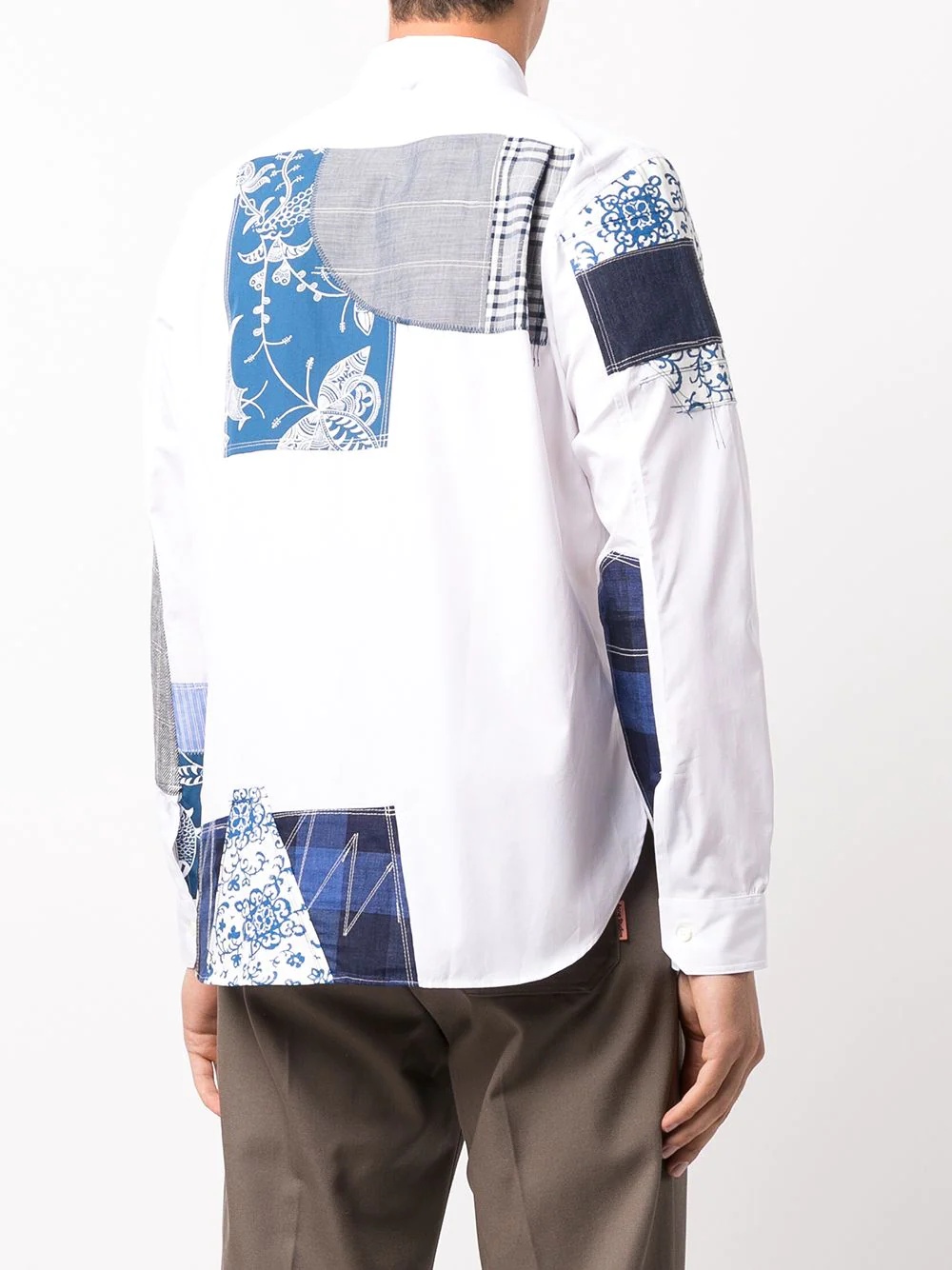 patchwork button-down shirt - 4