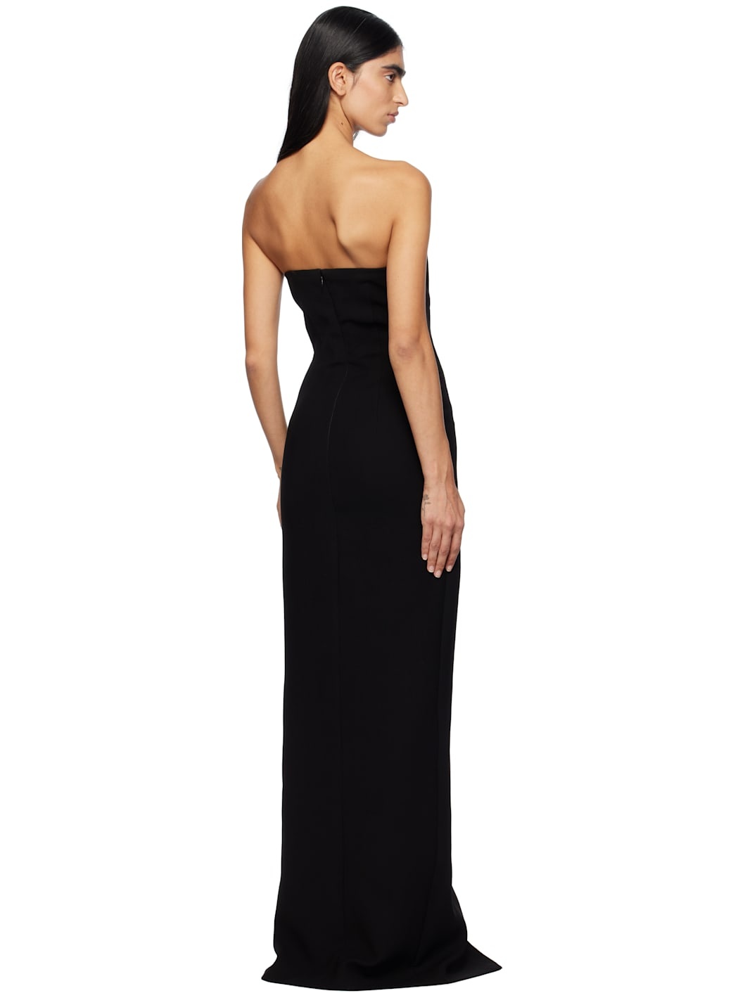 Black V-Neck Corsetted Maxi Dress - 3