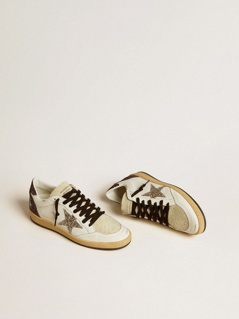 Golden Goose Women’s Ball Star in leather and suede with glitter star and heel tab outlook