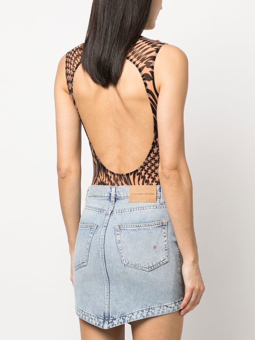 star-print mesh bodysuit - 4