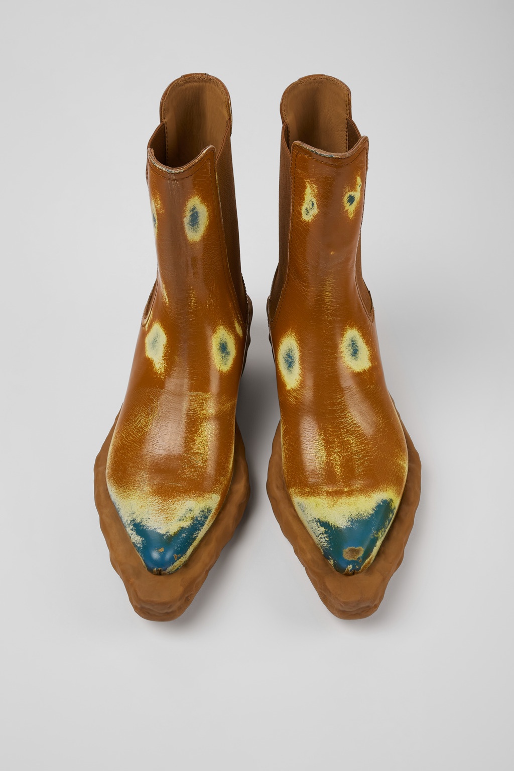 Three-toned brushed leather boots - 4