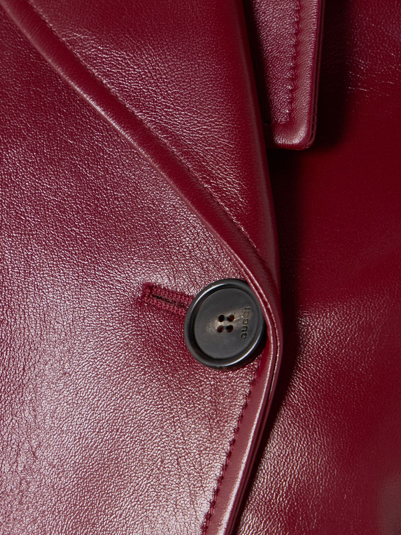 Double-breasted glossed-leather trench coat Burgundy - 5