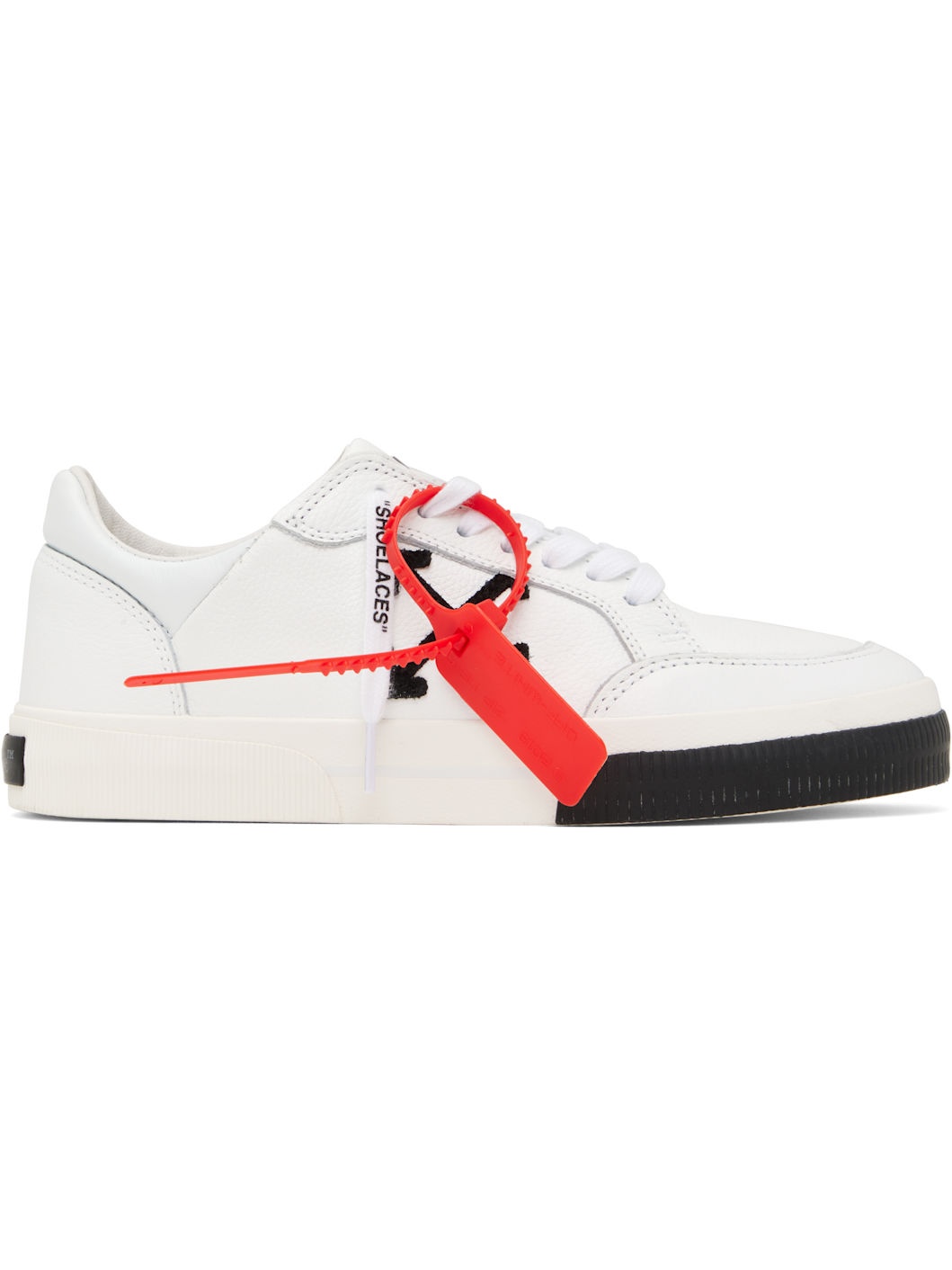 White New Low Vulcanized Leather Sneakers - 1