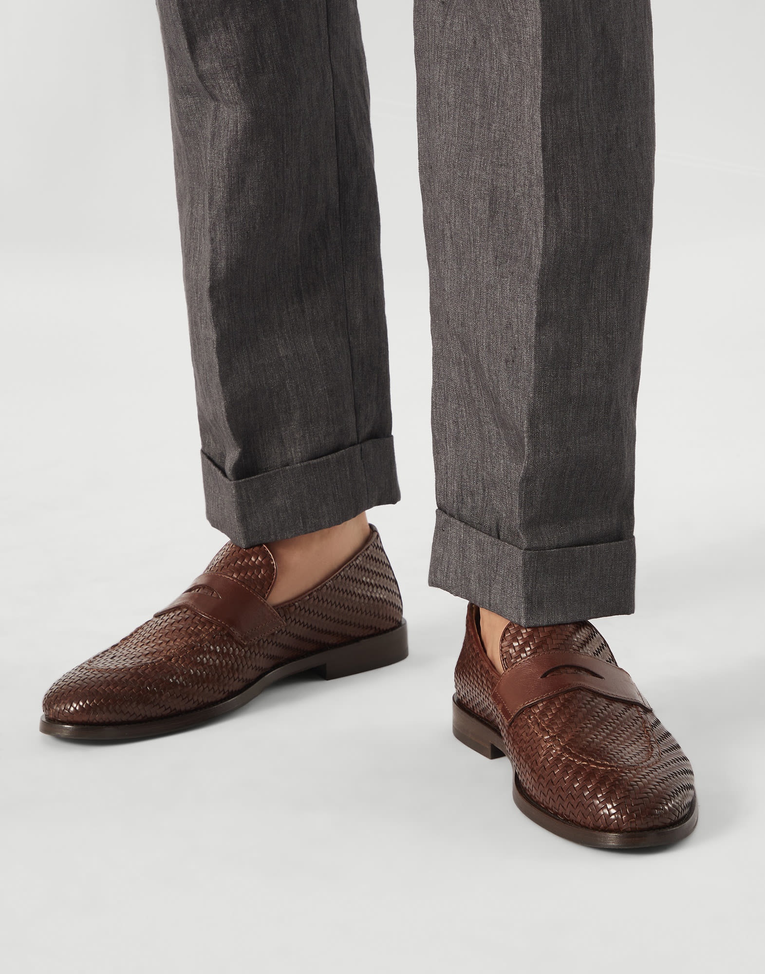 Braided calfskin penny loafers - 4