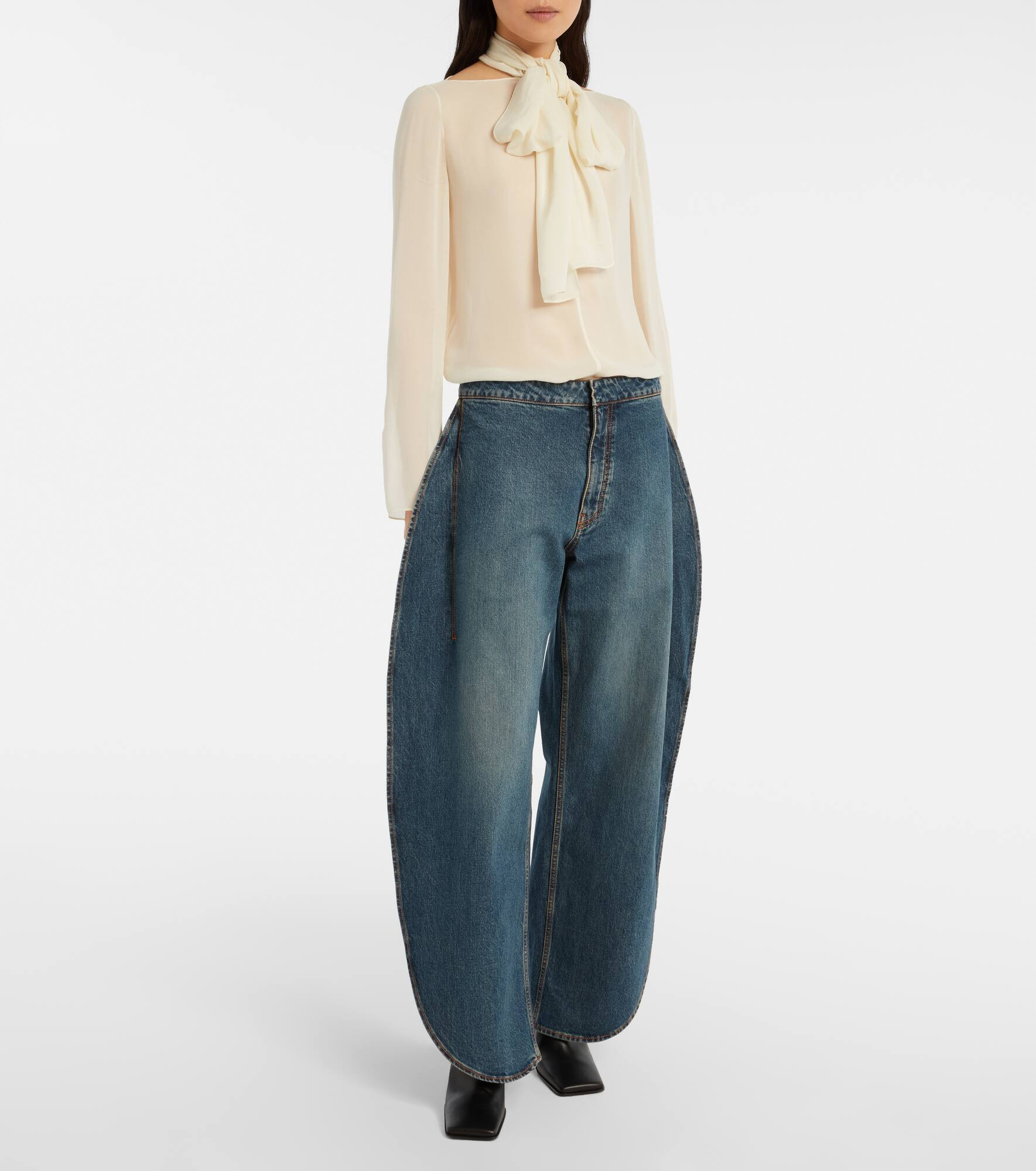Sheer tie-neck blouse - 2