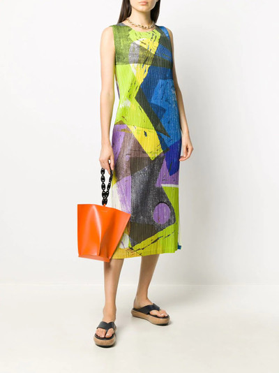 Pleats Please Issey Miyake micro pleat abstract print dress outlook