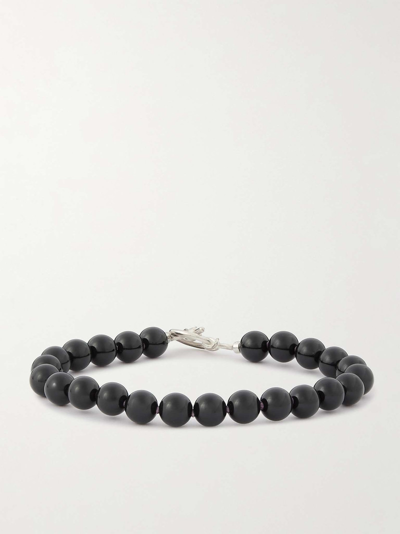 Silver-Tone Onyx Beaded Bracelet 1