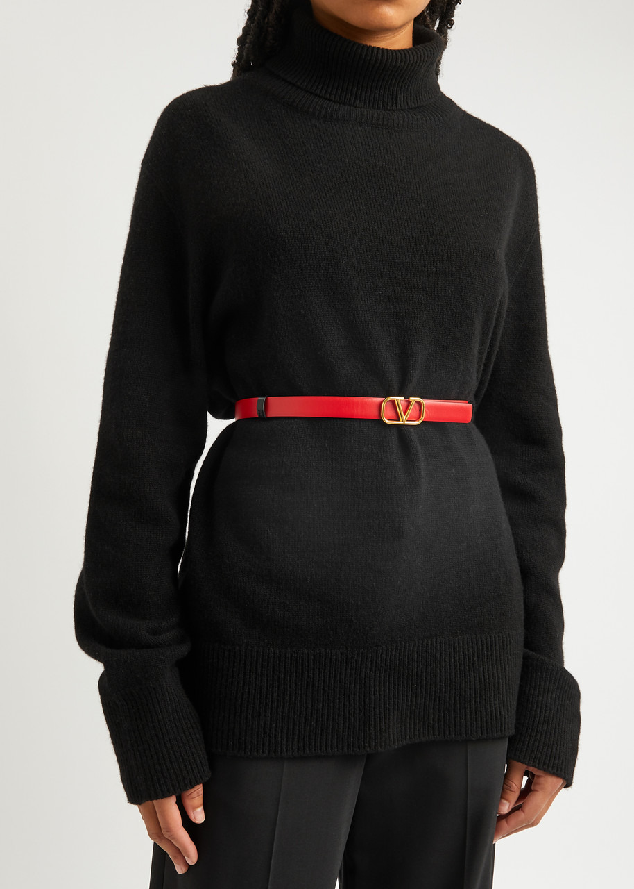 Valentino Garavani VLogo reversible leather belt - 4