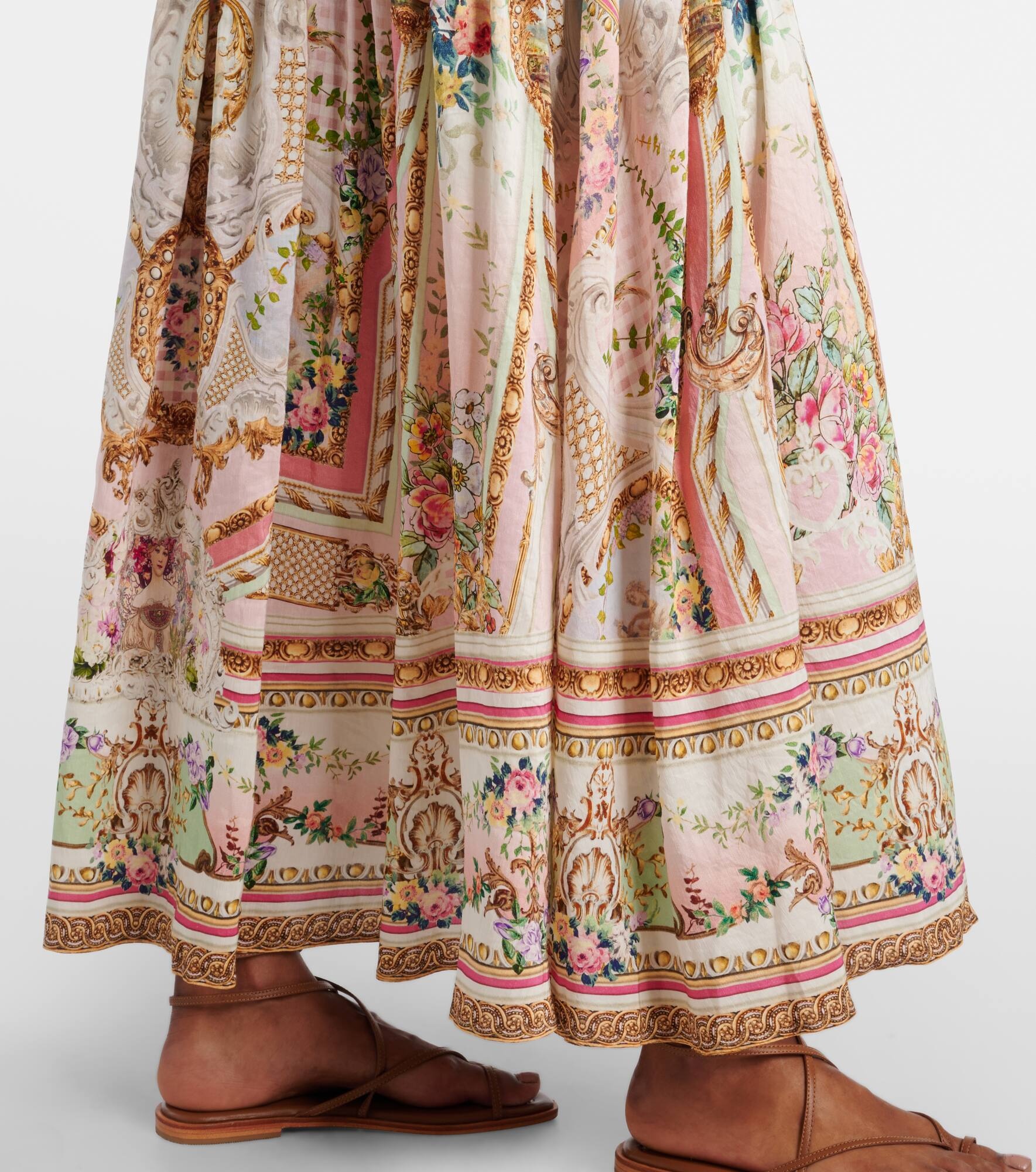 Gathered linen and silk maxi skirt - 5