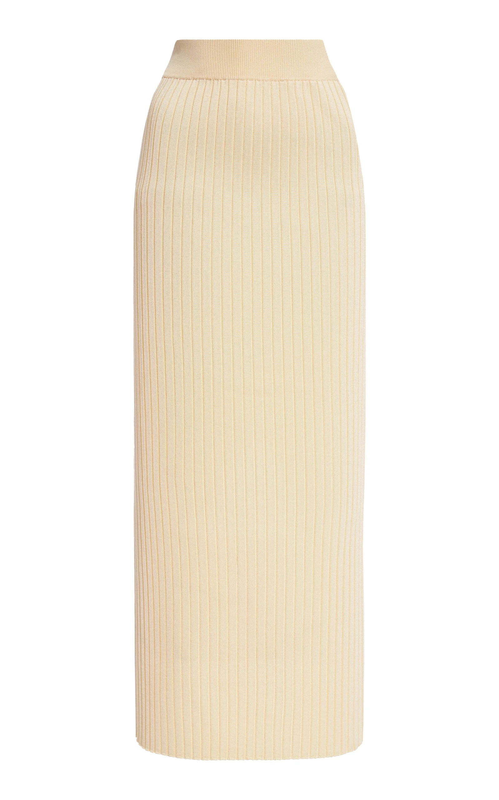 Ribbed-Knit Midi Skirt neutral - 1