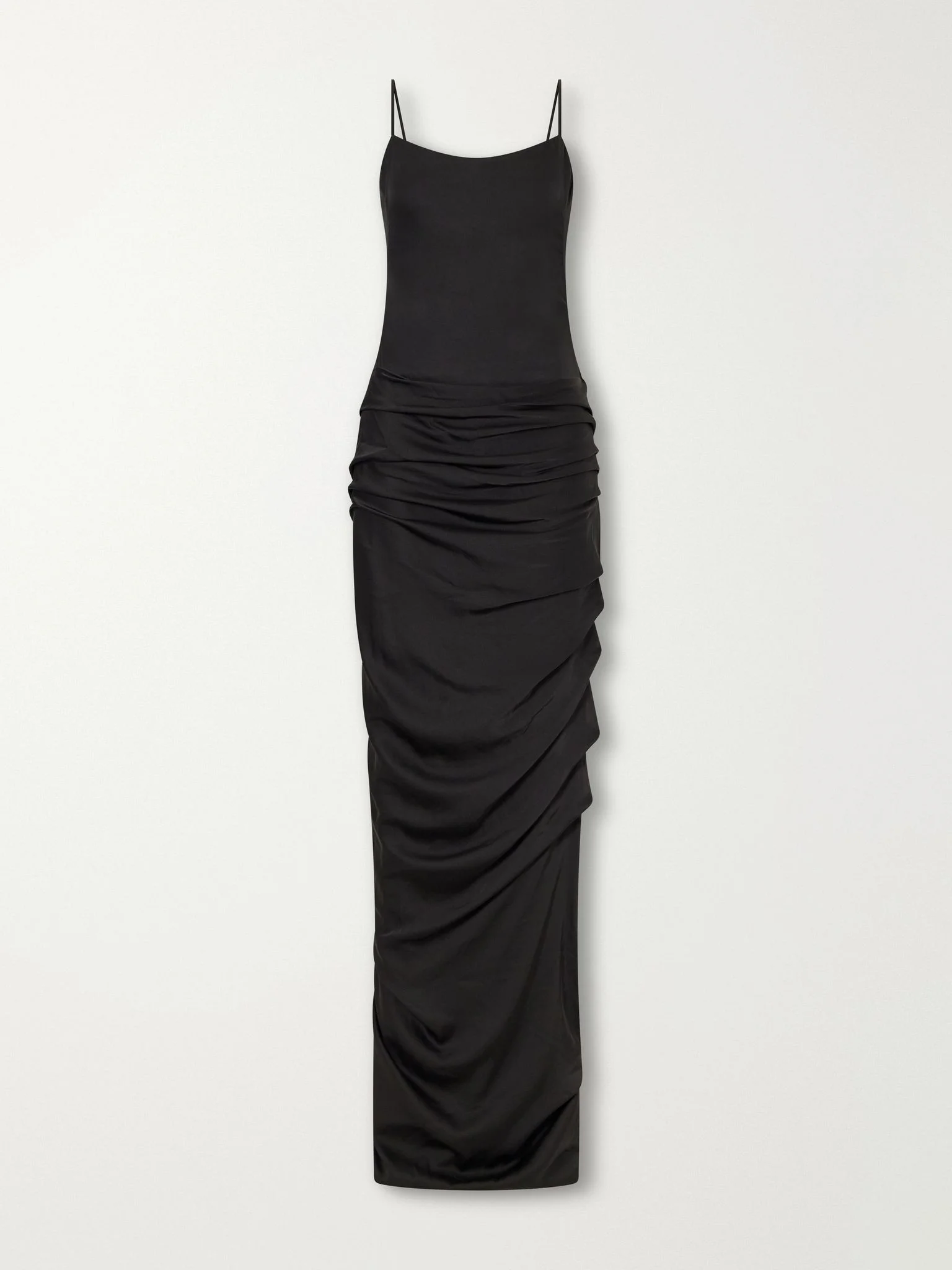Draped satin gown Black - 1