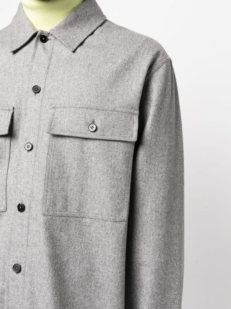 long-sleeve wool shirt jacket - 5