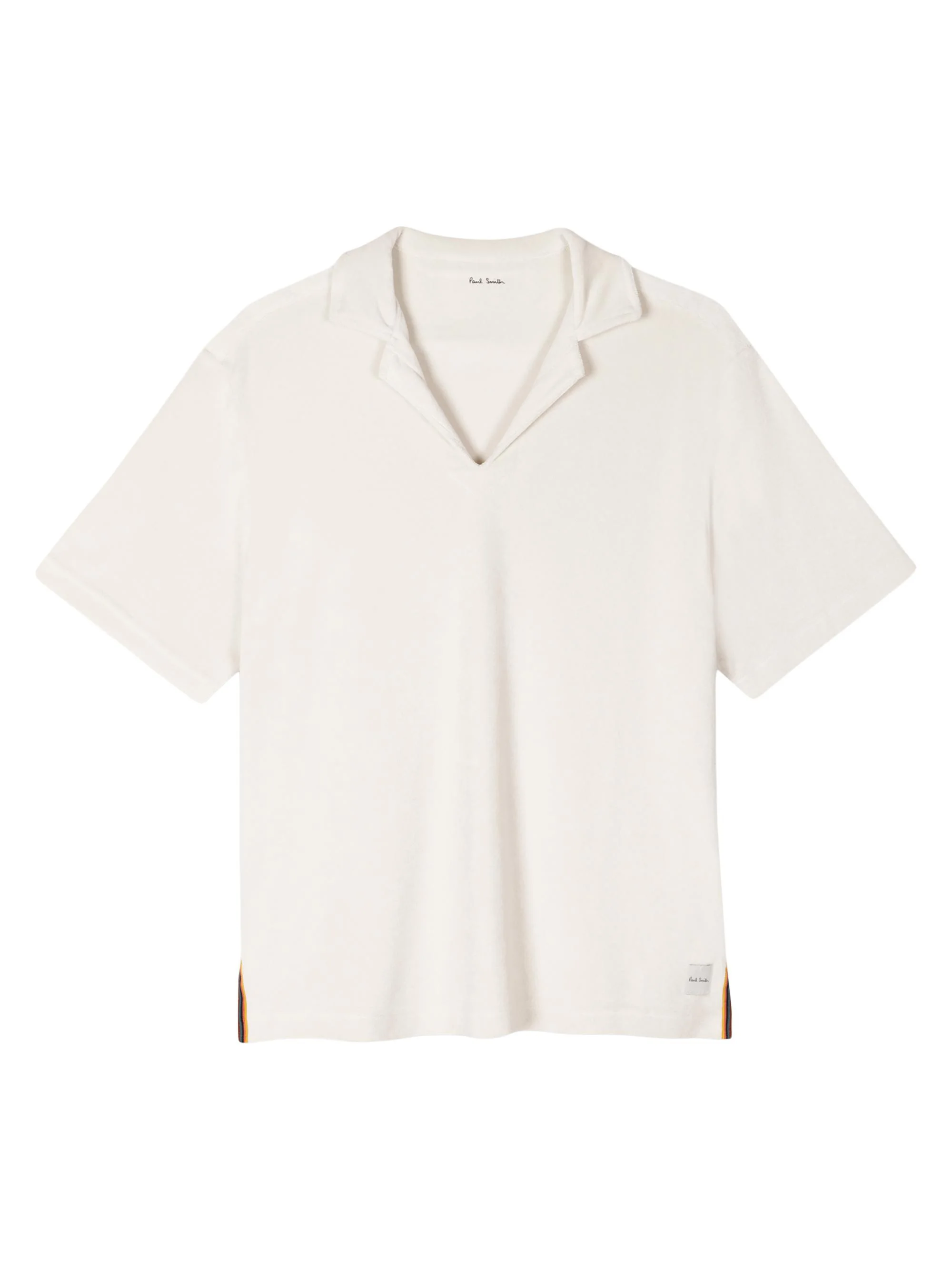 Men's Terry Open Collar Polo Shirt - Off White - 1