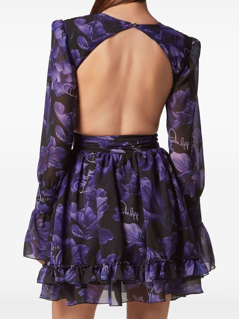 PHILIPP PLEIN floral-print chiffon mini dress outlook