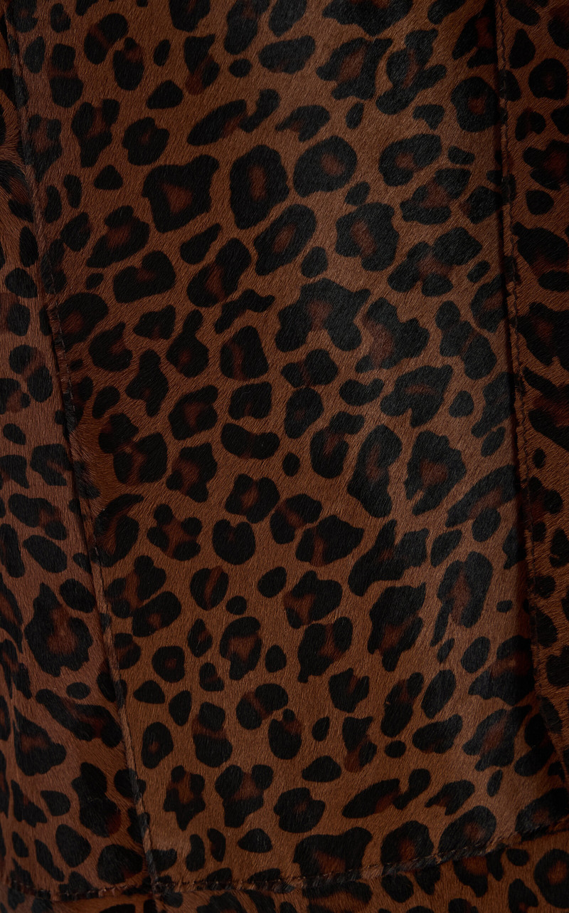 NOUR HAMMOUR Althea Leopard Ponyhair Trench Coat animal outlook