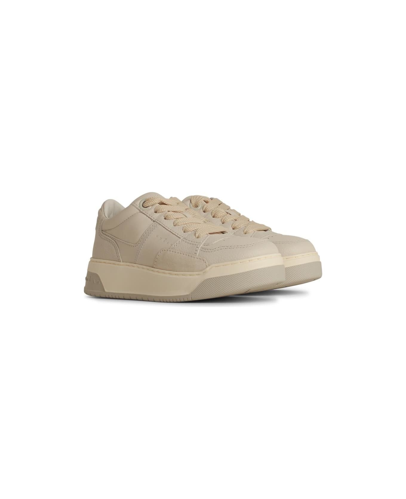 'h667' White Leather Sneakers - 2