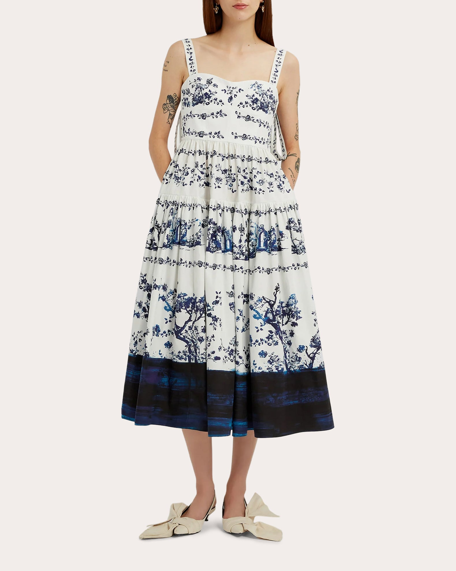 Tiered Floral-Print Cotton-Poplin Midi Dress - 2