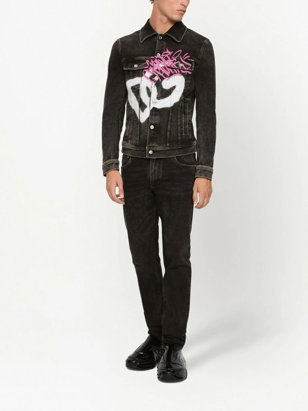 graffiti-print logo jeans - 3