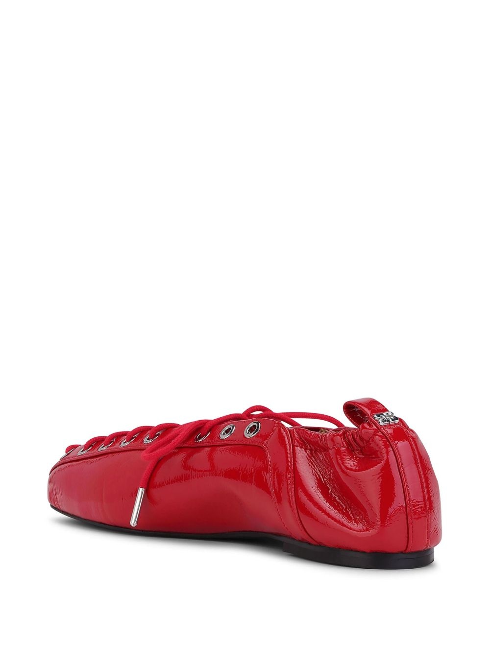 lace-up leather ballerina shoes - 3