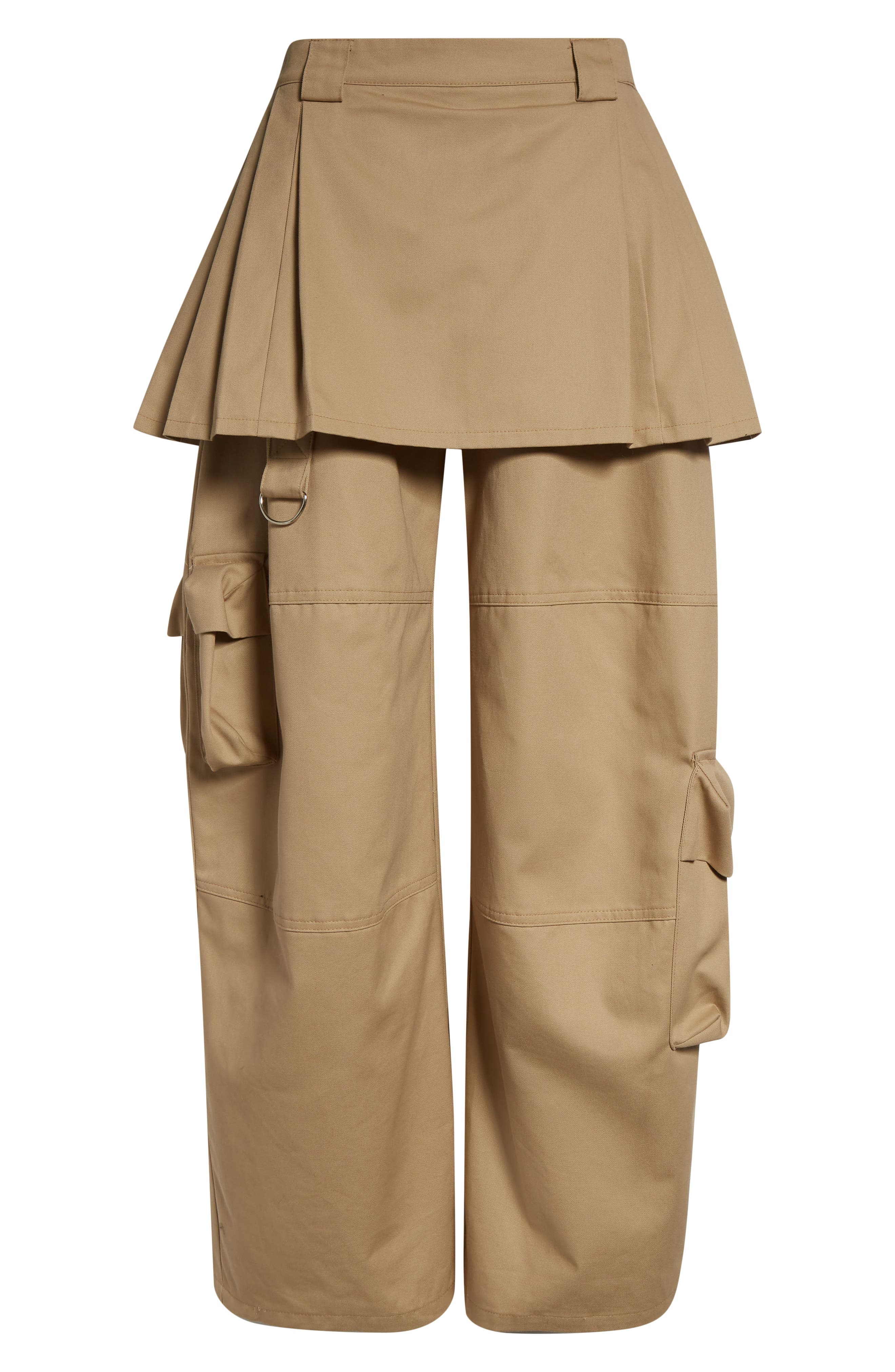 Collina Strada Lawn Plaid Skirt Overlay Cargo Pants in Khaki at Nordstrom - 6