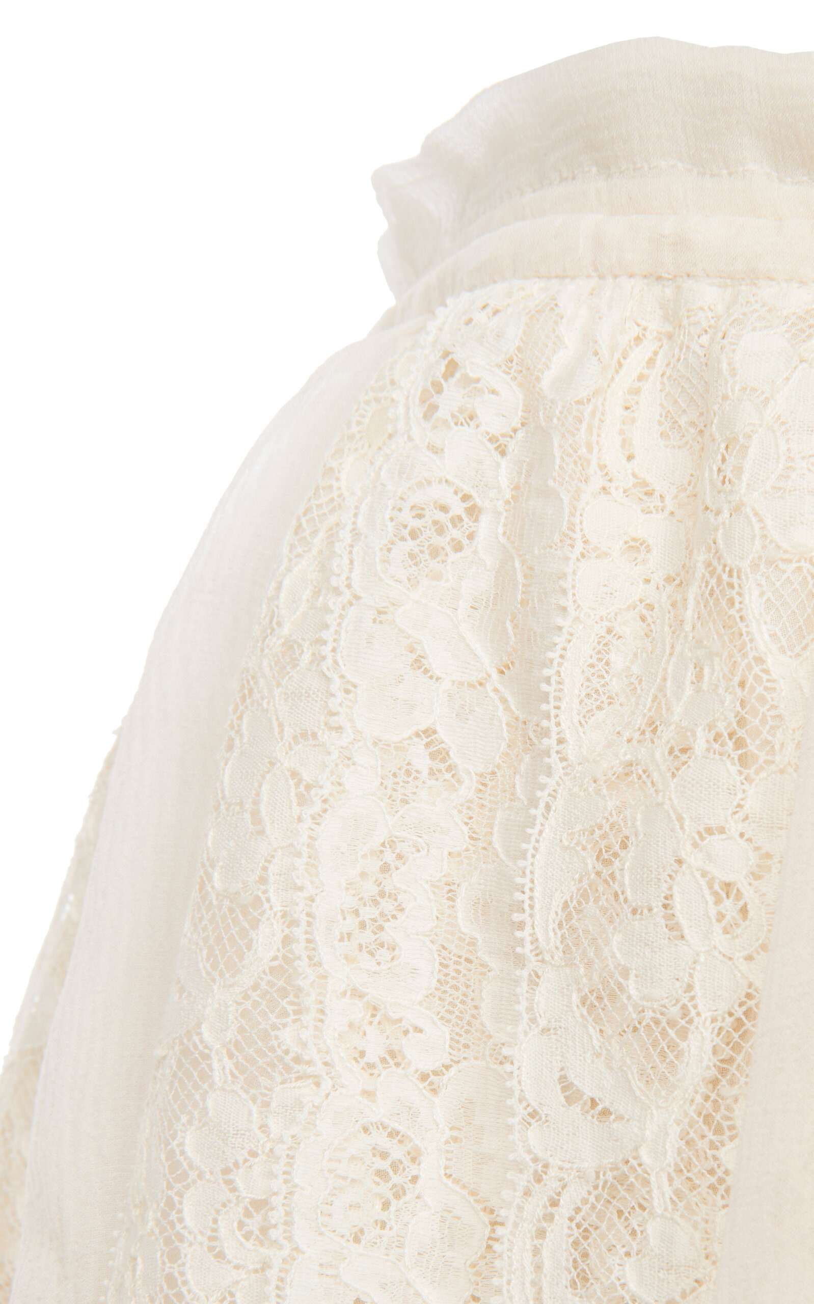 Lace-Paneled Organic Silk Mousseline Shorts white - 6